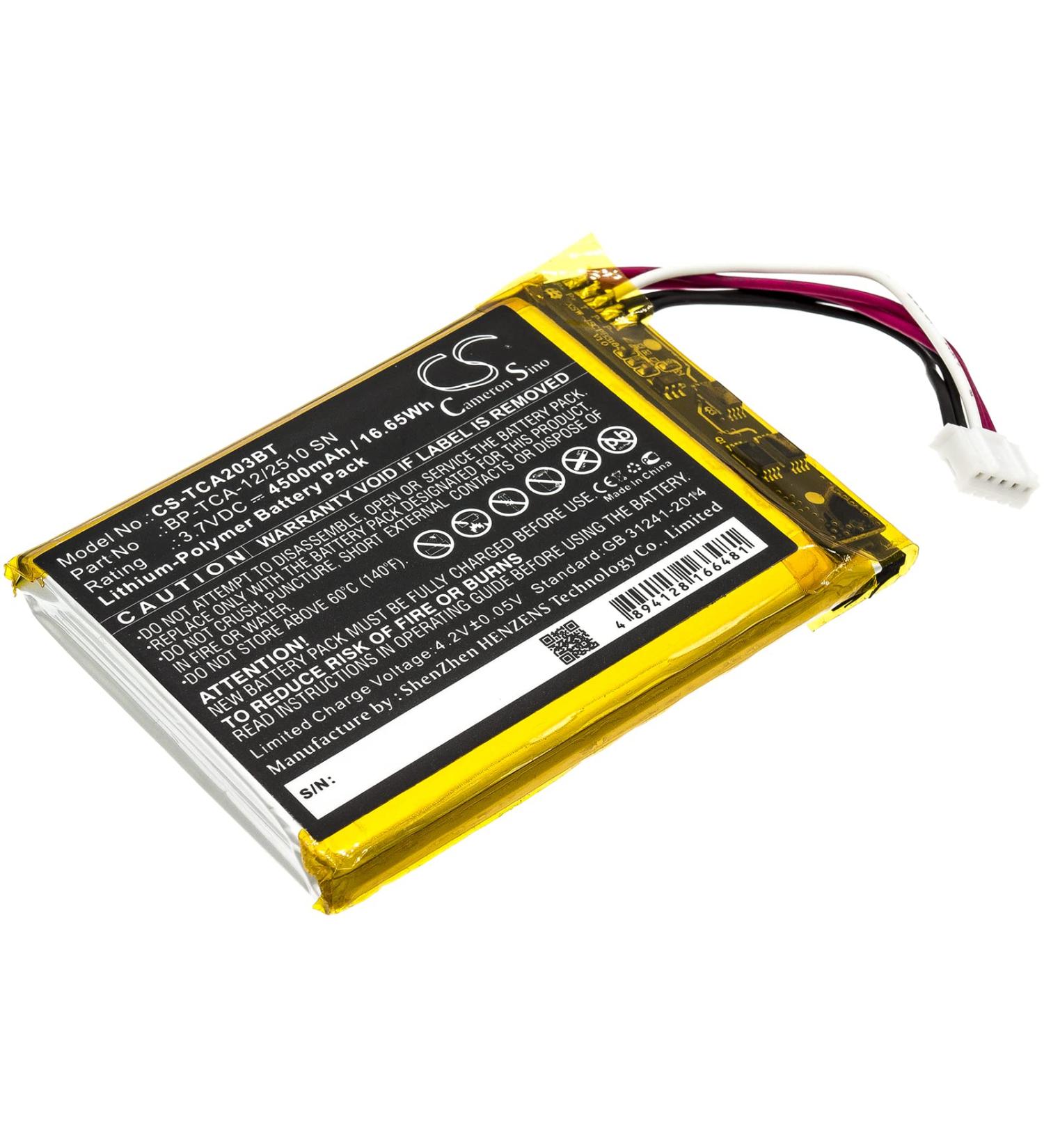 Buy BP-TCA-12/2510 SN 4500mAh Battery - Compatible with TCA203COMG TCA203 3.7V | International Shipping - Buy Online on GoSupps.com