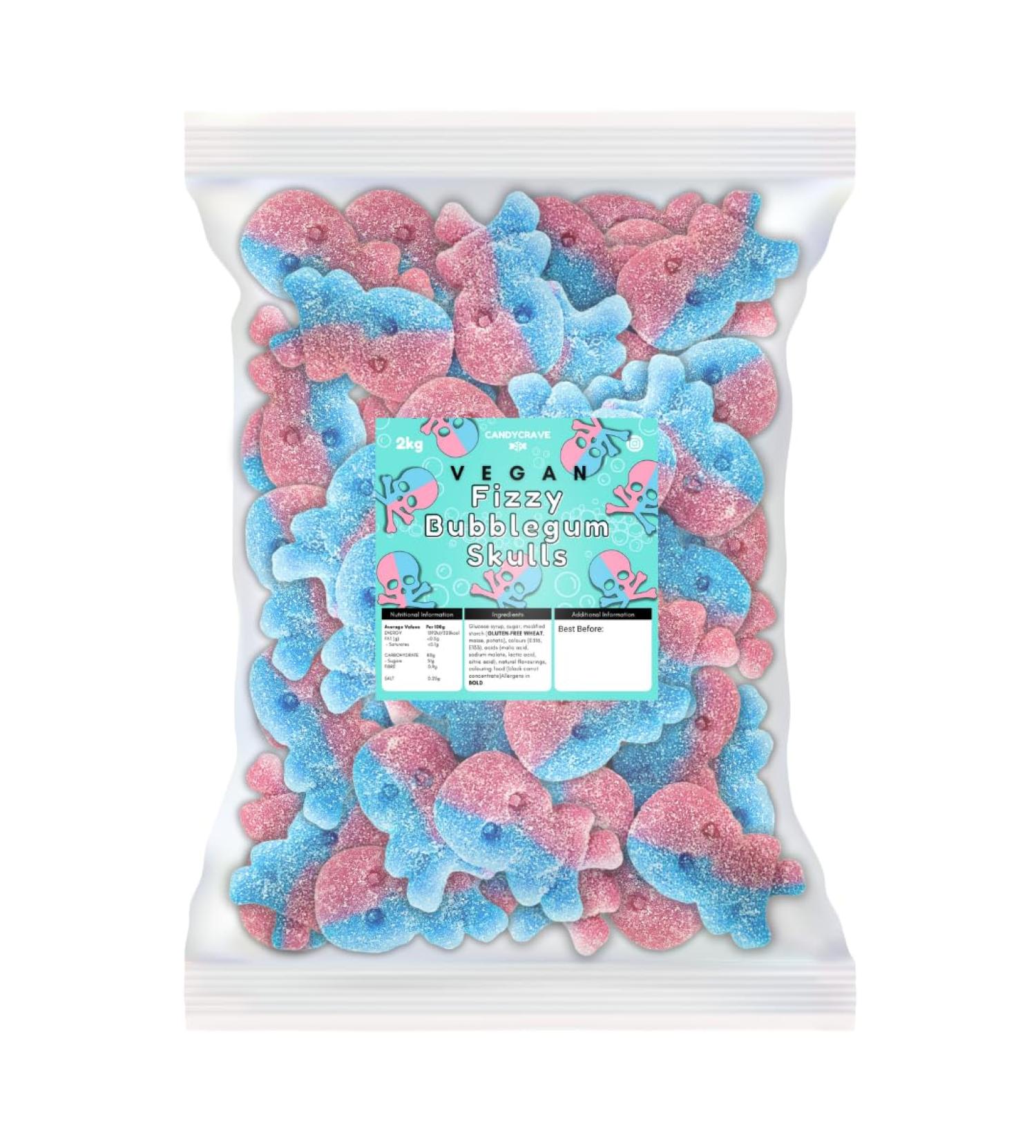 Candycrave - Vegan Fizzy Bubblegum Skulls 2Kg Bulk Bag - Buy Online on GoSupps.com