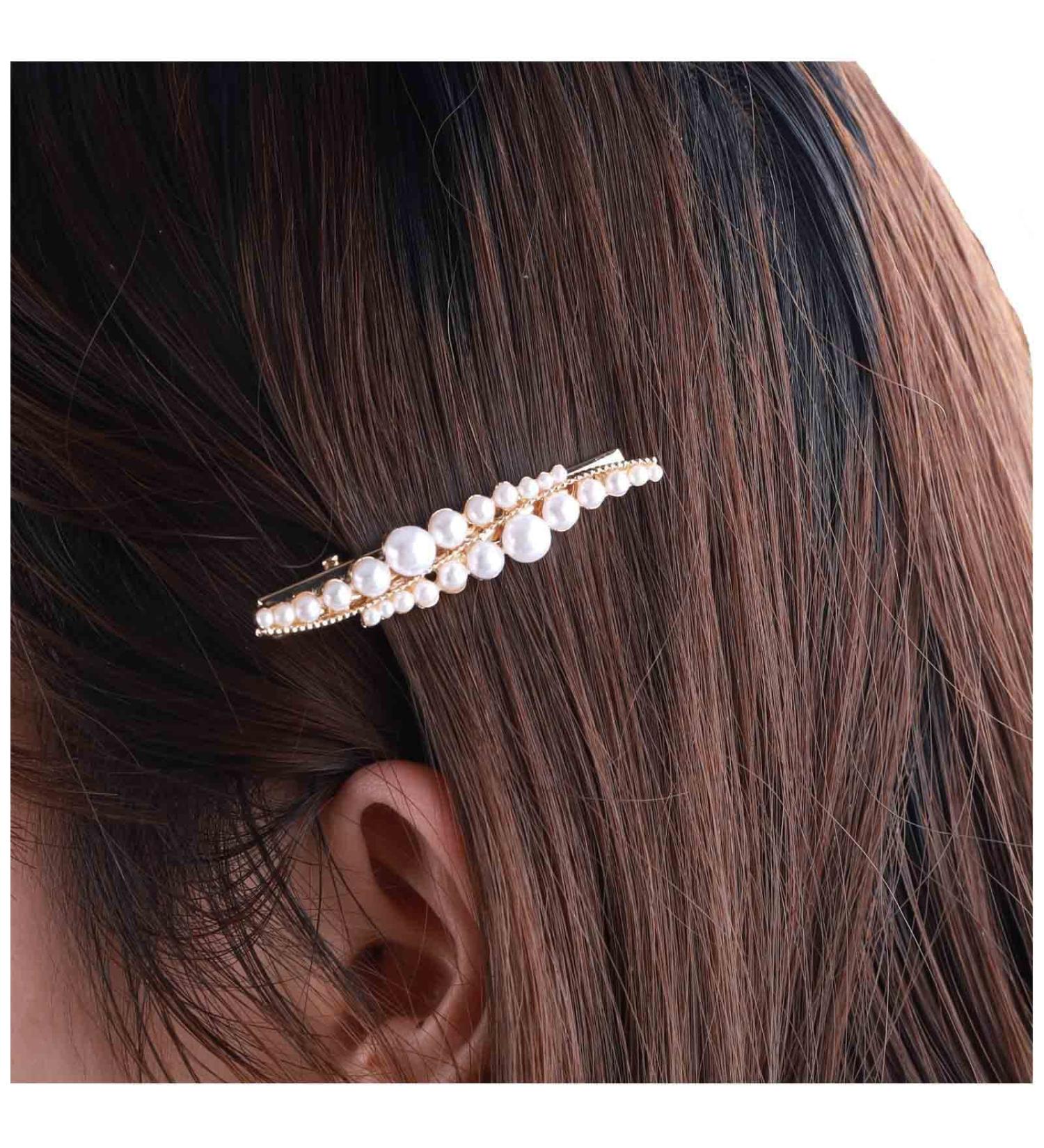 Yheakne Vintage Hair Clip Pin Gold Pearl Hair Pins Clip Pearl Hair Barrette Headpieces Decorative Hair Piece Metal Head Clip Hair Accessories for Women and Girls (Pearl) - Buy Online on GoSupps.com