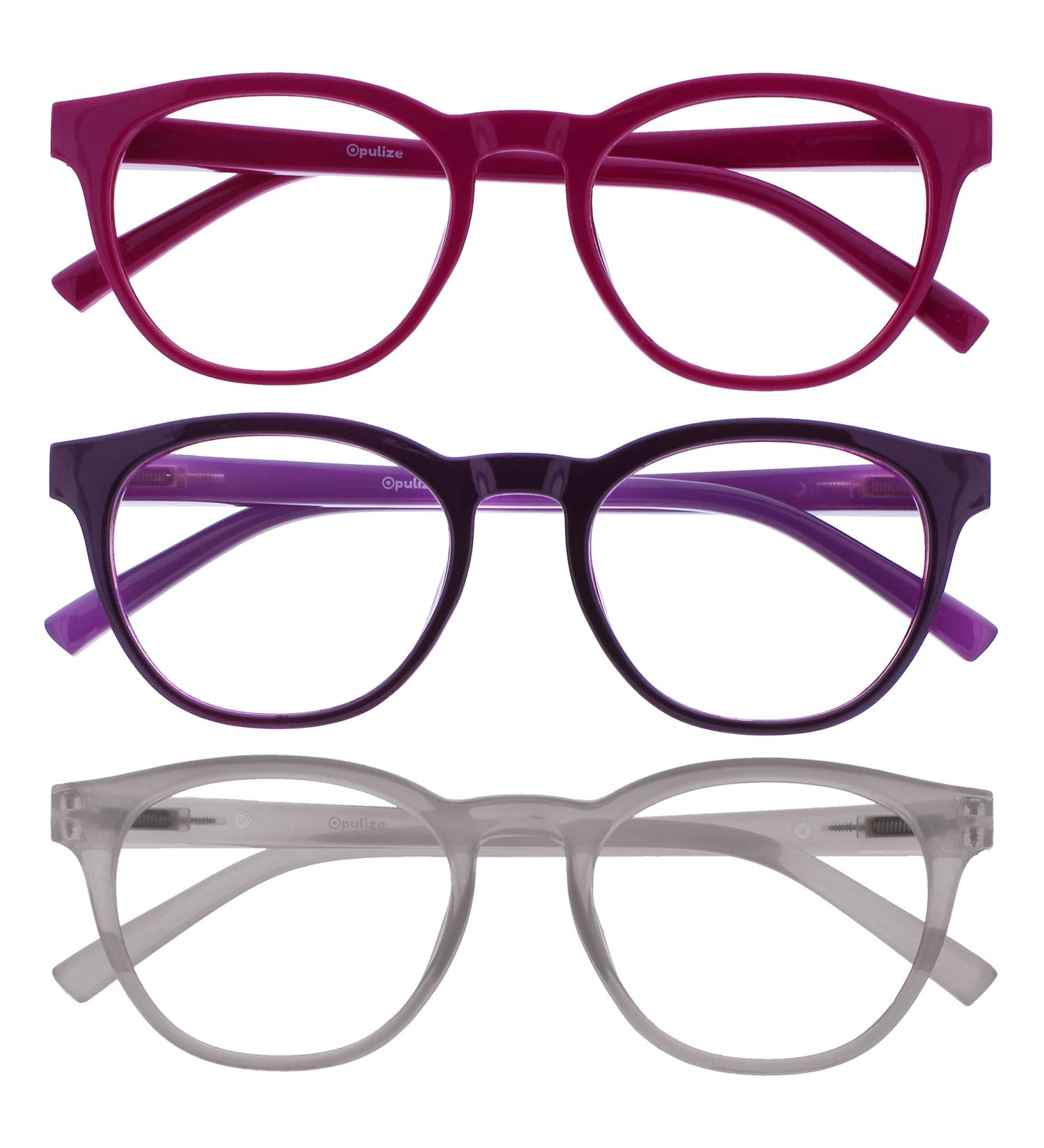 Opulize Blu - Blue Light Filter Reading Glasses | 3-Pack +2.50 Diopters for Men & Women | Stylish Pink Purple & Ice Cream Colors - Buy Online on GoSupps.com