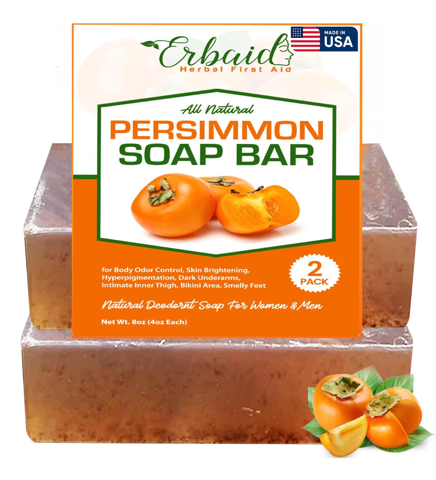 Persimmon Soap Bar - Body Odor Control Deodorizing Body Wash with Japanese Persimmon & Green Tea - Nonenal Body Odor Eliminator - Skin Brightening Soap (2 Pack - Buy Online on GoSupps.com