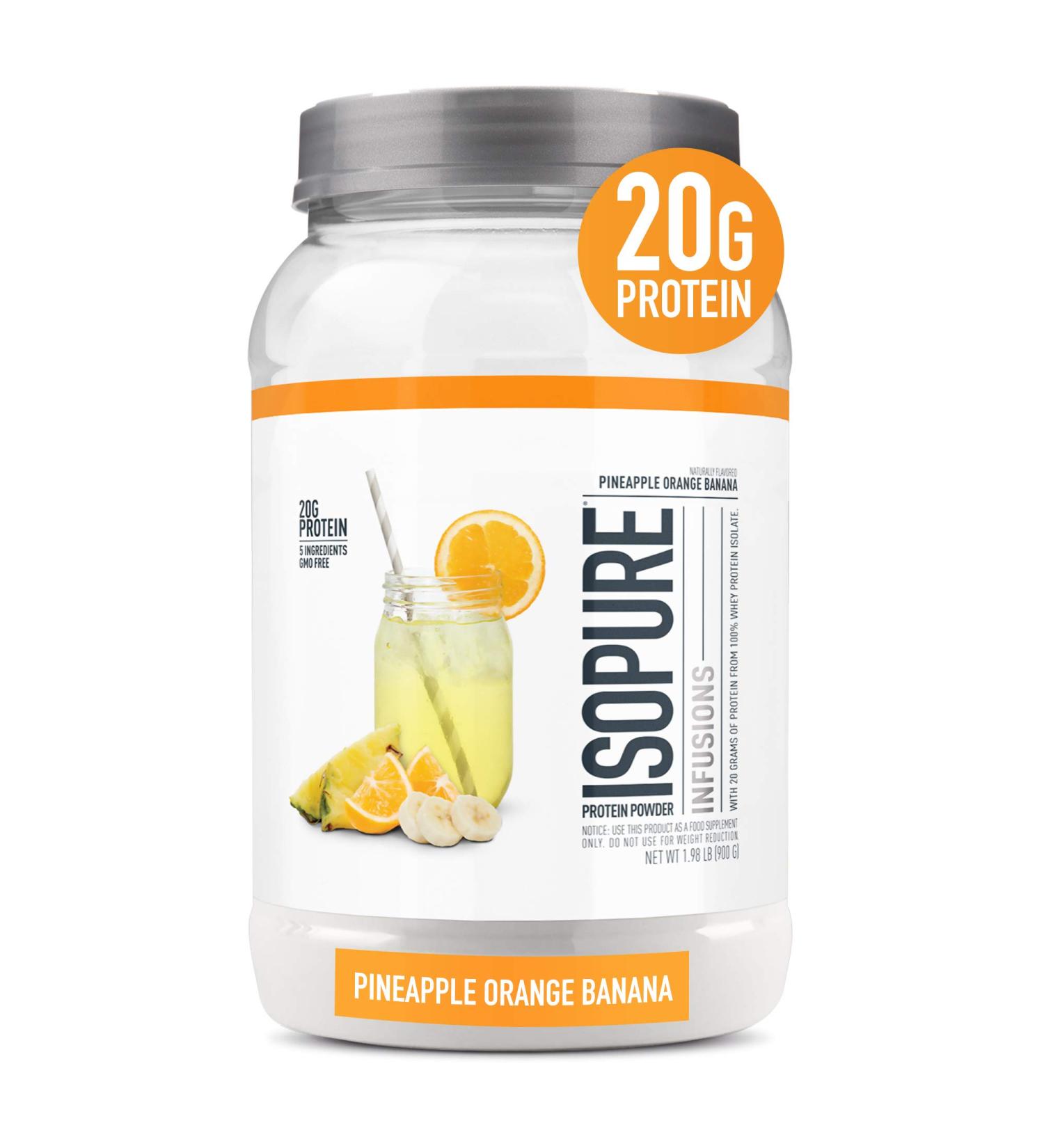 Isopure Clear Whey Isolate Protein Powder Drink Mix, Pineapple Orange Banana Flavor - 36 Servings (Gluten Free, Zero Sugar, Post Workout Recovery) - Buy Online on GoSupps.com