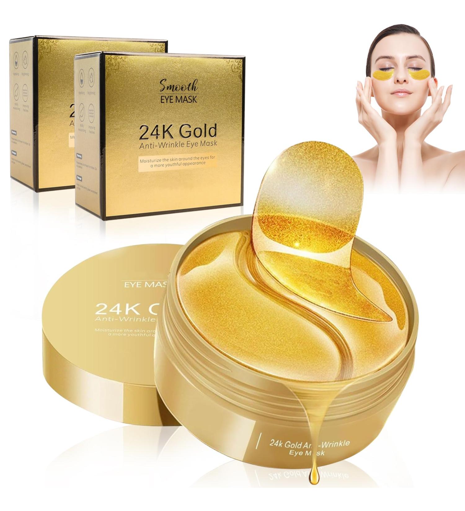  KFDDRN 120 Pcs Eye Pads for Dark Circles 24K Gold Gel Eye Pads Eye Mask Face Mask Hydrating Collagen Against Under Eye Bags Against - Buy Online on GoSupps.com