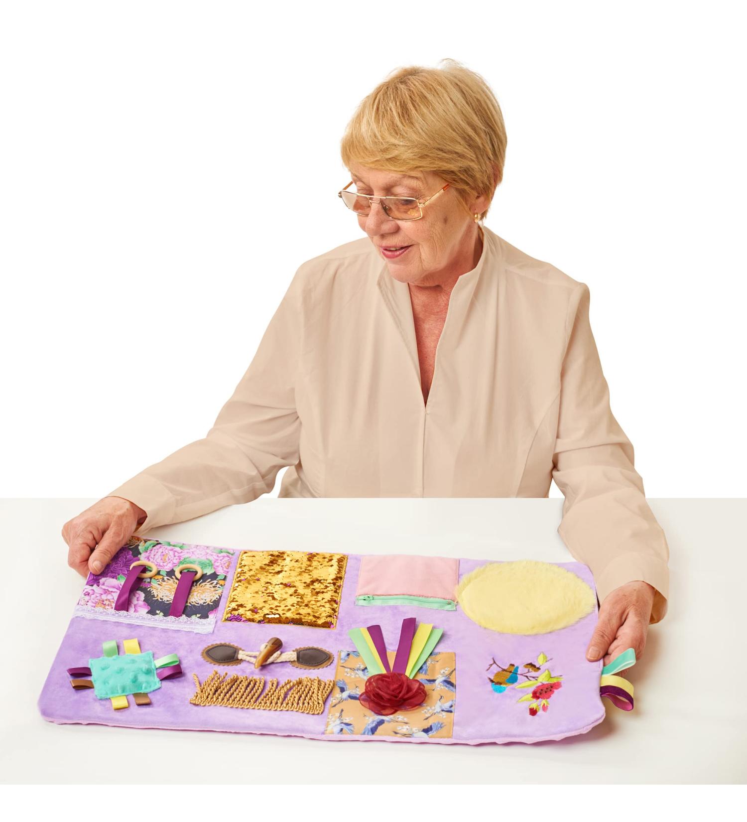Calming Sensory Fidget Blanket for Dementia Activities | Elderly Products for Alzheimer's, Aspergers, Autism, Anxiety | Comforting Dementia Aid - Buy Online on GoSupps.com