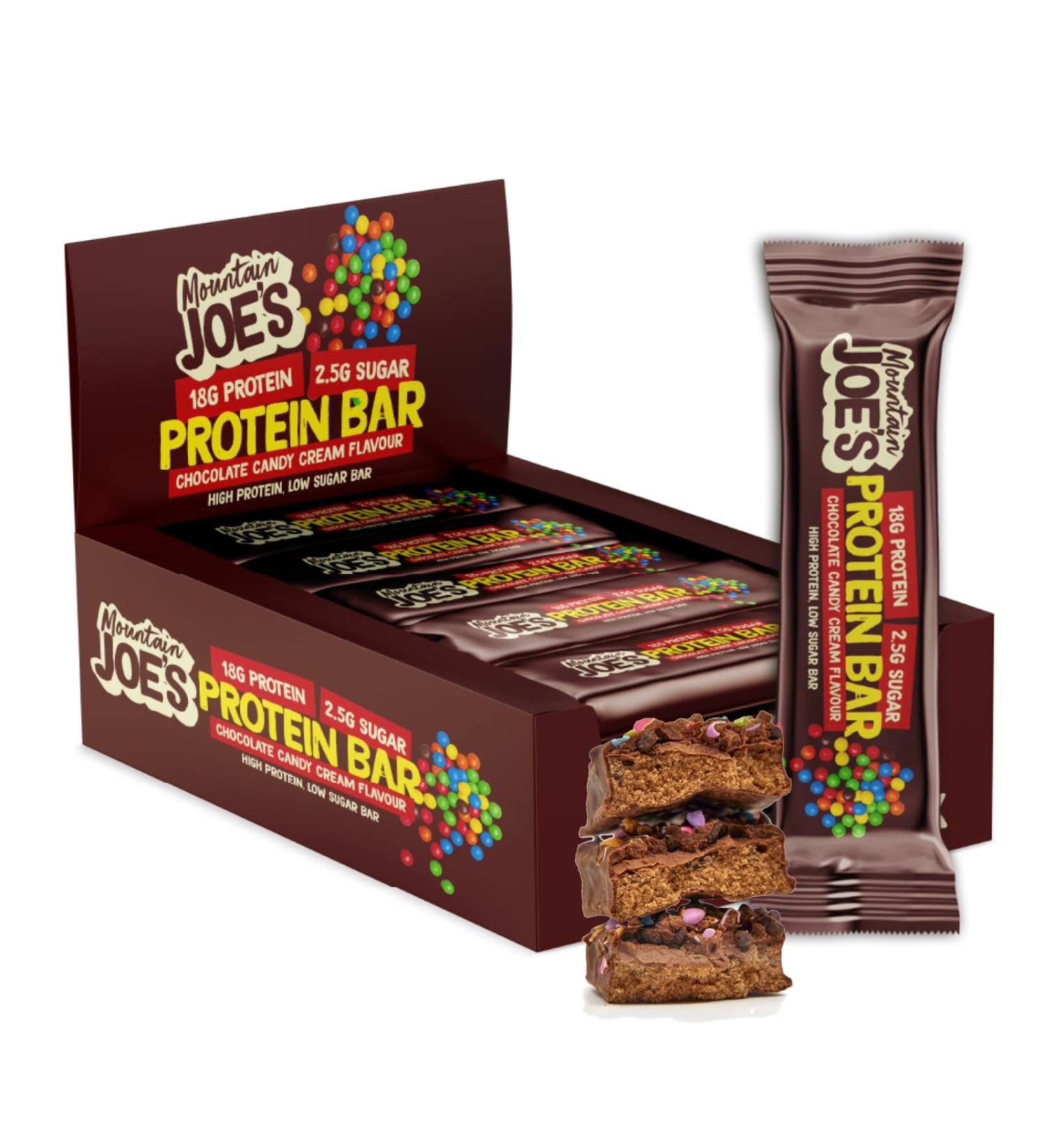 Mountain Joe's Protein Bar (12x55g) Cr me au chocolat et aux bonbons - Buy Online on GoSupps.com