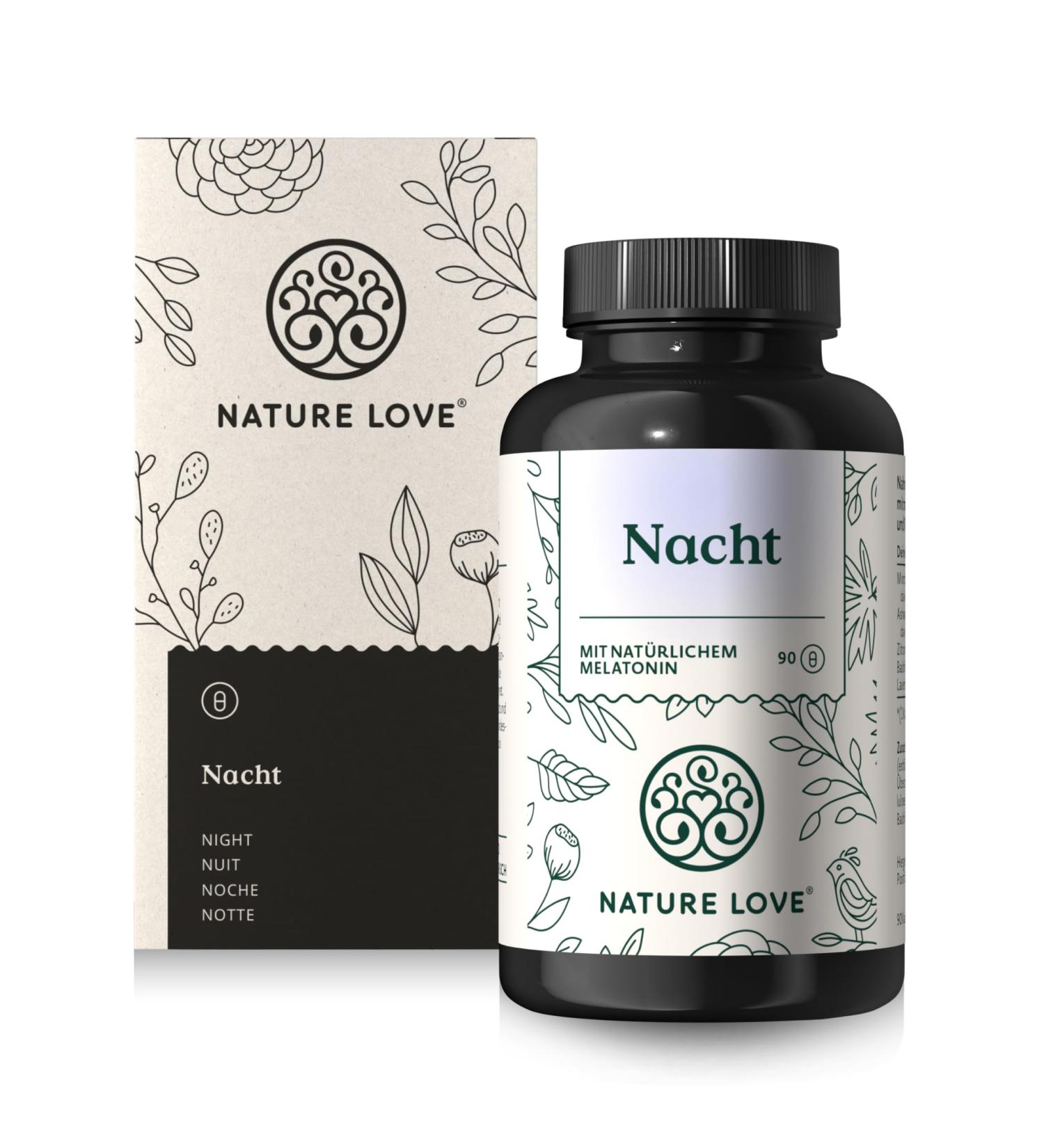 Nature Love Night - 90 Capsules with Natural Melatonin Ashwagandha & Valerian - Sleep Aid Made in Germany - Buy Online on GoSupps.com