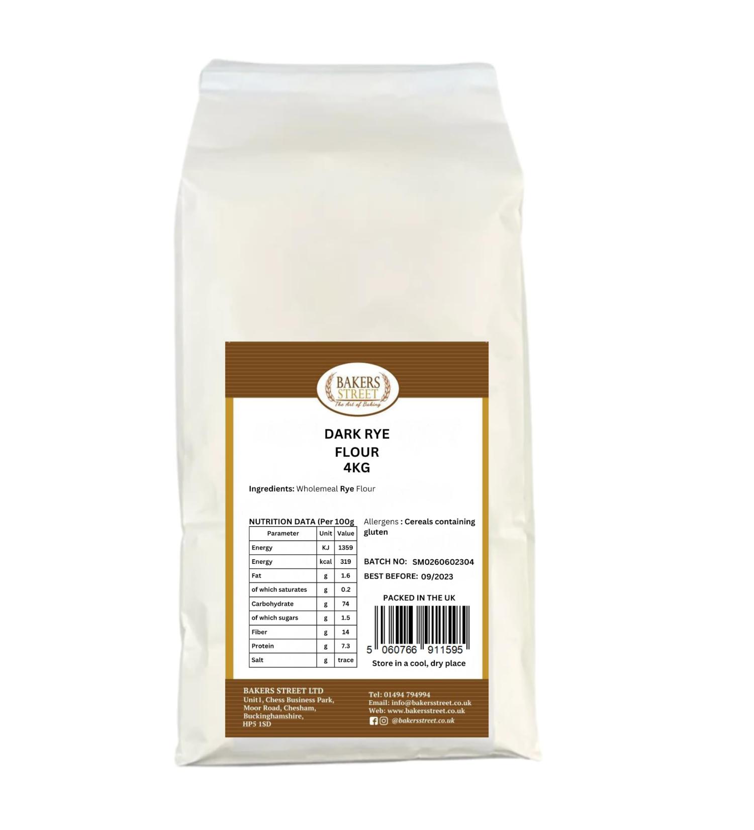 Bakers Street | Wholemeal Dark Rye Flour 4Kg | perfect for delicious rye breads | Premium Quality - Buy Online on GoSupps.com