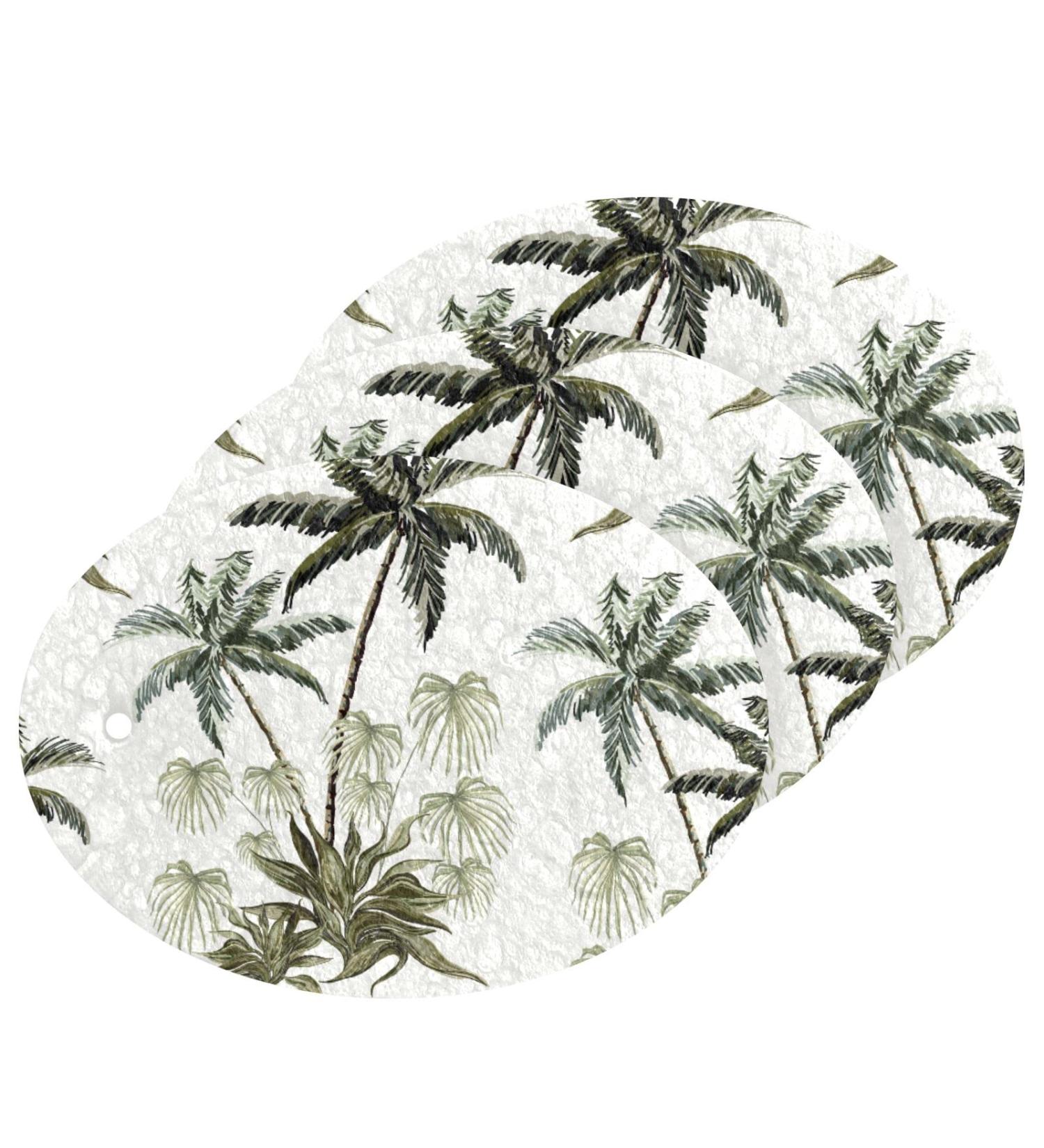 3-Pack Cleaning Kitchen Sponges Oval Tropical Vintage Palm Trees Kitchen Cellulose Dishwashing Wood Pulp Cotton - Buy Online on GoSupps.com