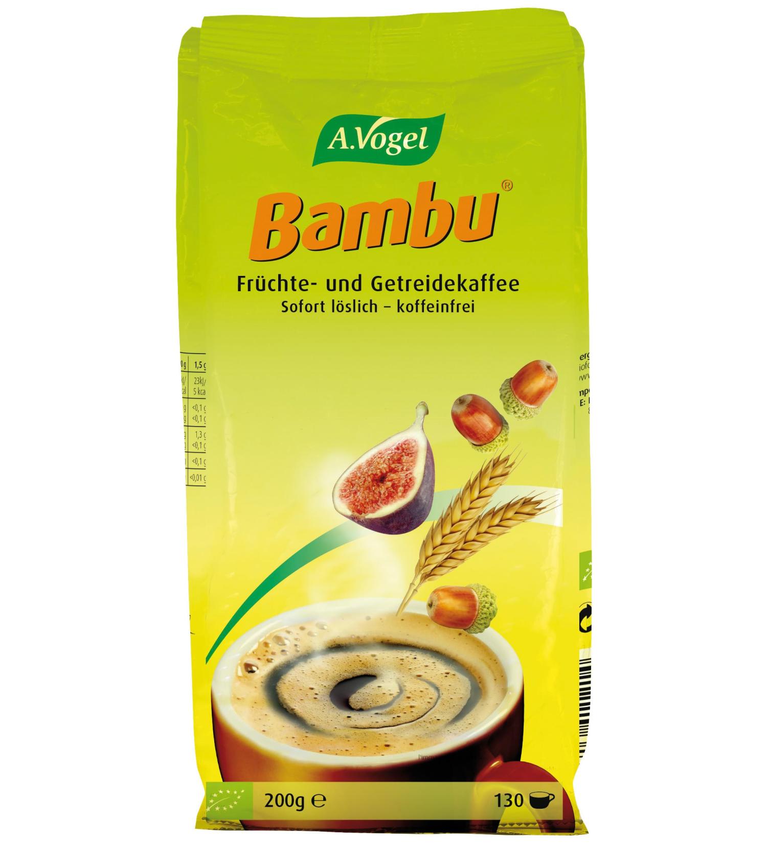 A.Vogel - Bambu Refill - Organic Instant Coffee Substitute - 100% Natural - Caffeine Free - Roasted Cereal - For Hot or Cold Drinking - 200g approx. 130 Cups - Made in Germany - Buy Online on GoSupps.com