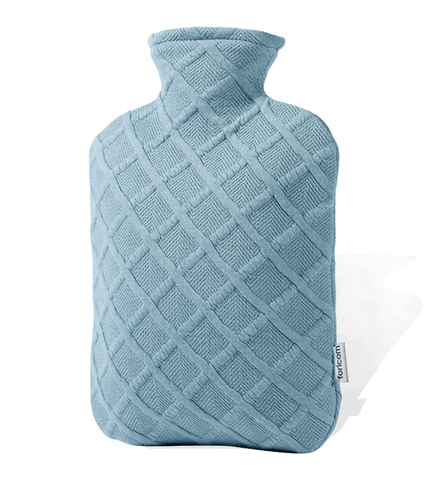 FORICOM Hot Water Bag with Cover for Pain Relief - 1.8L Classic Hot Water Bottle for Menstrual Cramp - Sky Blue - Buy Online on GoSupps.com