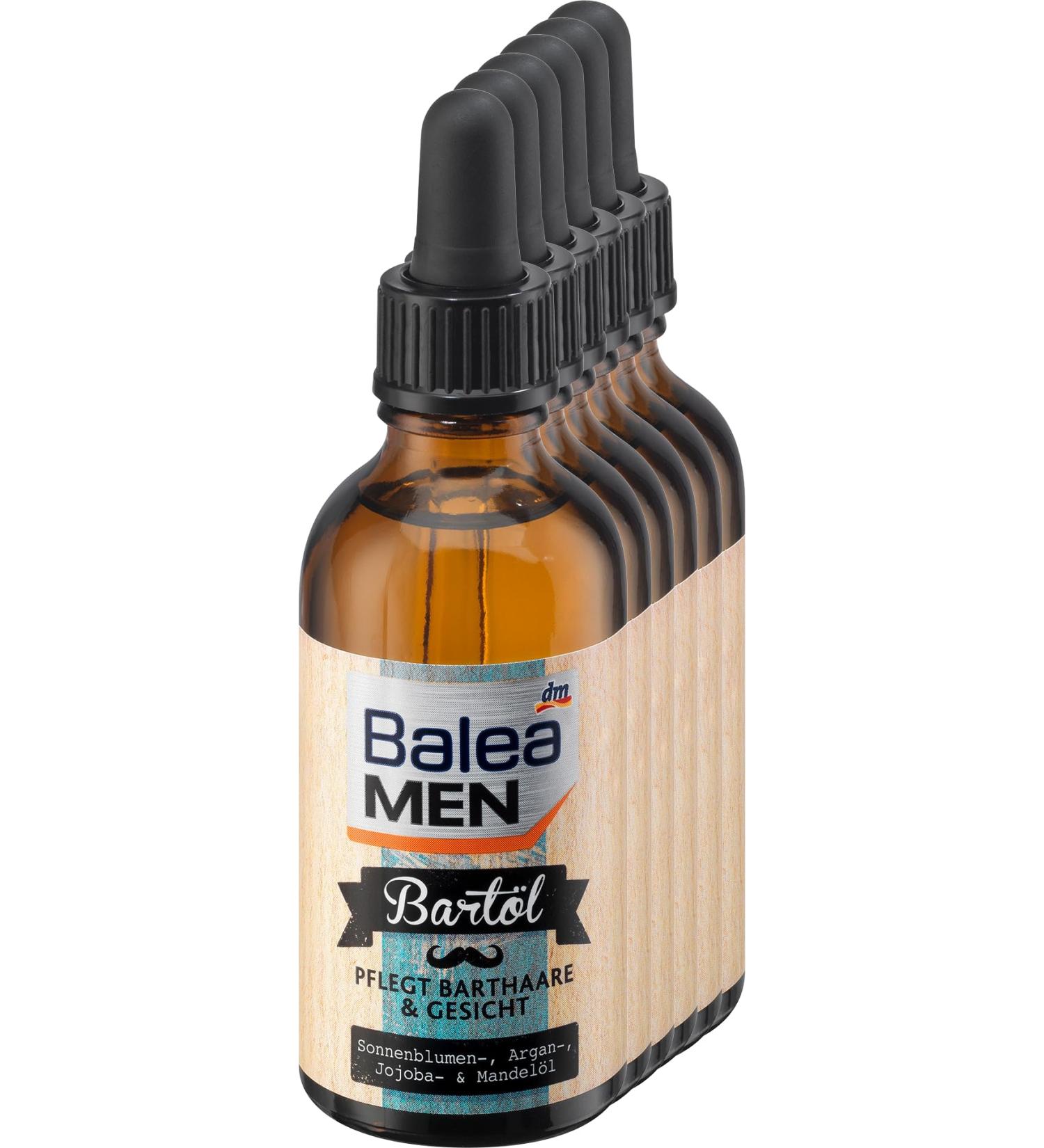 Balea MEN Balea MEN Beard Oils 300 ml (6 x 50 ml) - Perfect for daily beard styling - Enriched with sunflower argan jojoba and almond oils