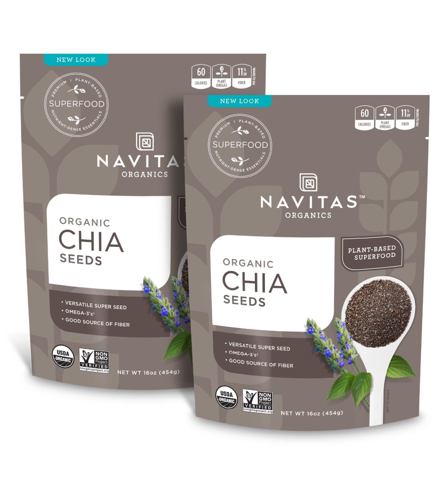 Navitas Organics Chia Seeds  16 oz. (2-Pack) 76 Servings  Organic  Non-GMO  Gluten-Free 16 Ounce (Pack of 2) - Buy Online on GoSupps.com