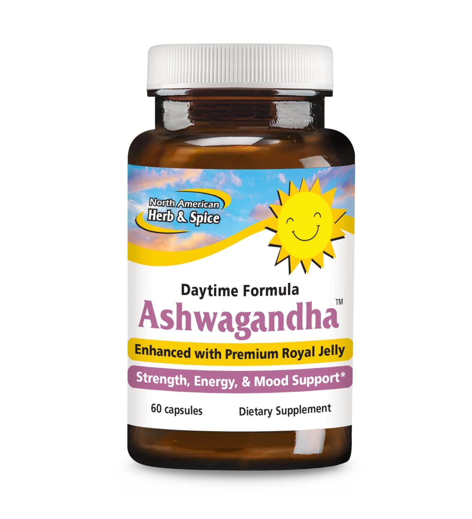NORTH AMERICAN HERB & SPICE Ashwagandha - 60 Capsules - Enhanced with Premium Royal Jelly - Strength & Energy - Non-GMO - 30 Servings 60 count (Pack of 1) - Buy Online on GoSupps.com