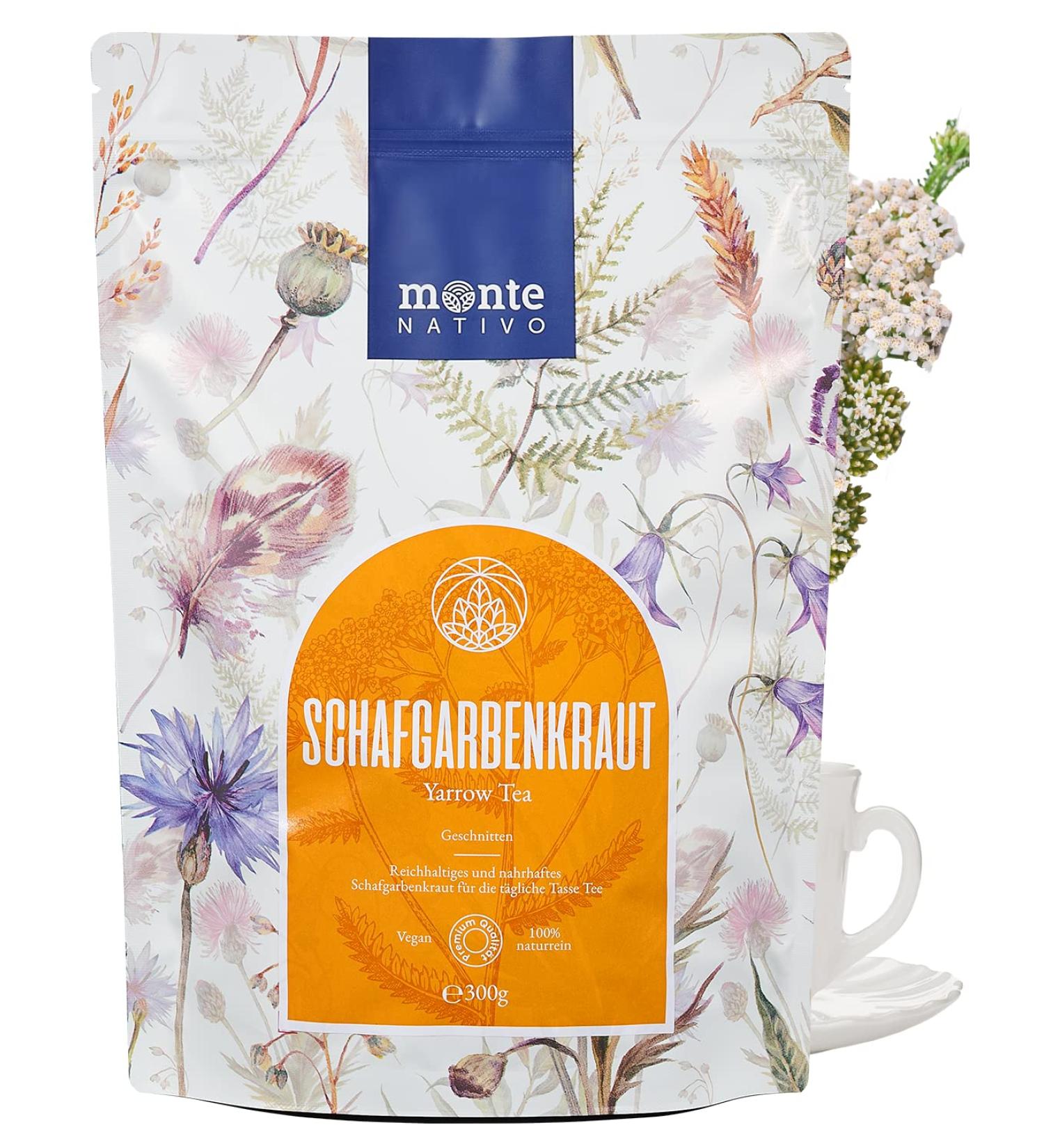 Buy 100% Pure Yarrow Tea (300g) - Monte Nativo Herbal Loose Tea | Refreshing Achillea Millefolium | International Shipping Available - Buy Online on GoSupps.com