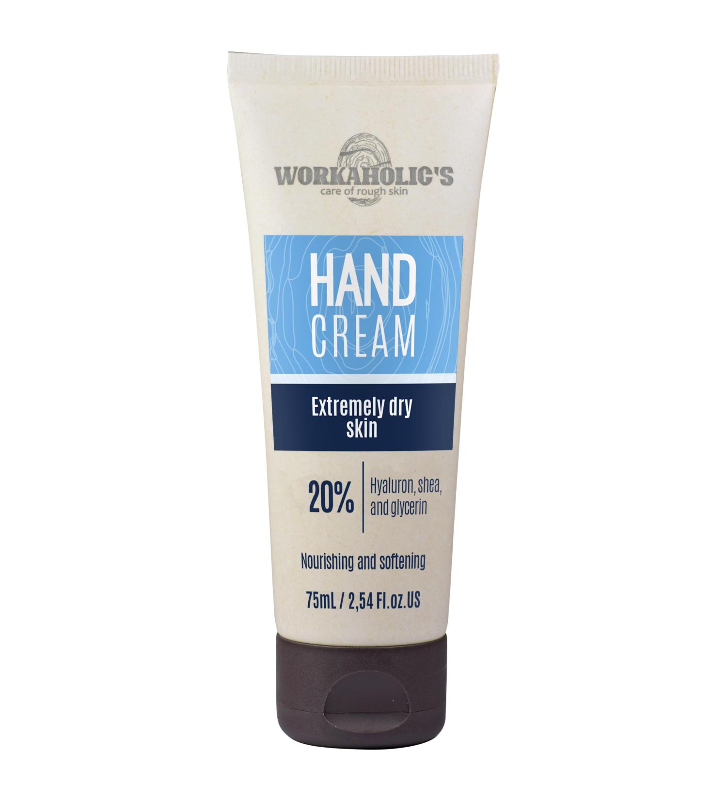Workaholic's Cracked Hands Repair Cream - Hand Cream for Very Dry Hands Rich Skin Moisturiser Barrier Cream with 20% Hyaluronic Acid Shea Butter and Glycerin 75ml - Buy Online on GoSupps.com
