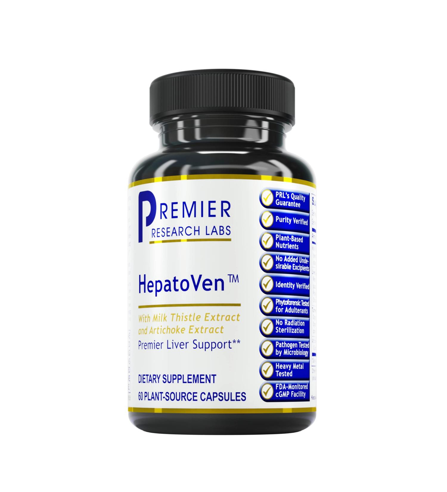 Premier Research Labs HepatoVen - Liver Detox & Health - Reishi, Organic Prickly Pear, Chlorella, Turmeric, Turkey Tails, Artichoke Extract - 60 Plant Capsules - Buy Online on GoSupps.com