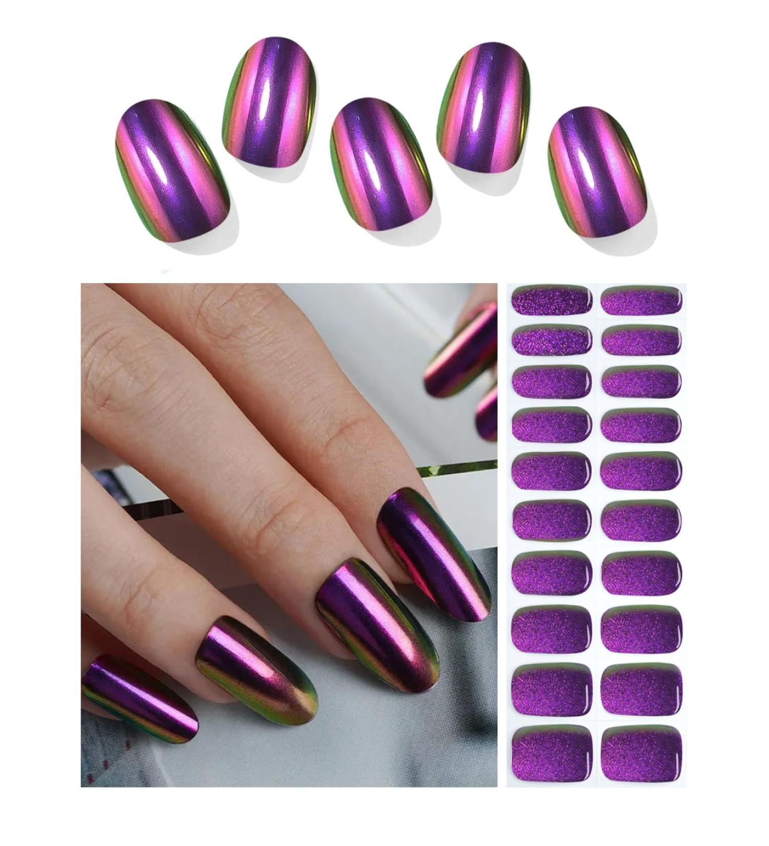 TrueShei Nail Foils | Chrome Lila UV Gel Nail Film | 20PC Self-Adhesive Gel Stickers | Purple Gellack Wraps for Stunning Nails - Buy Online on GoSupps.com