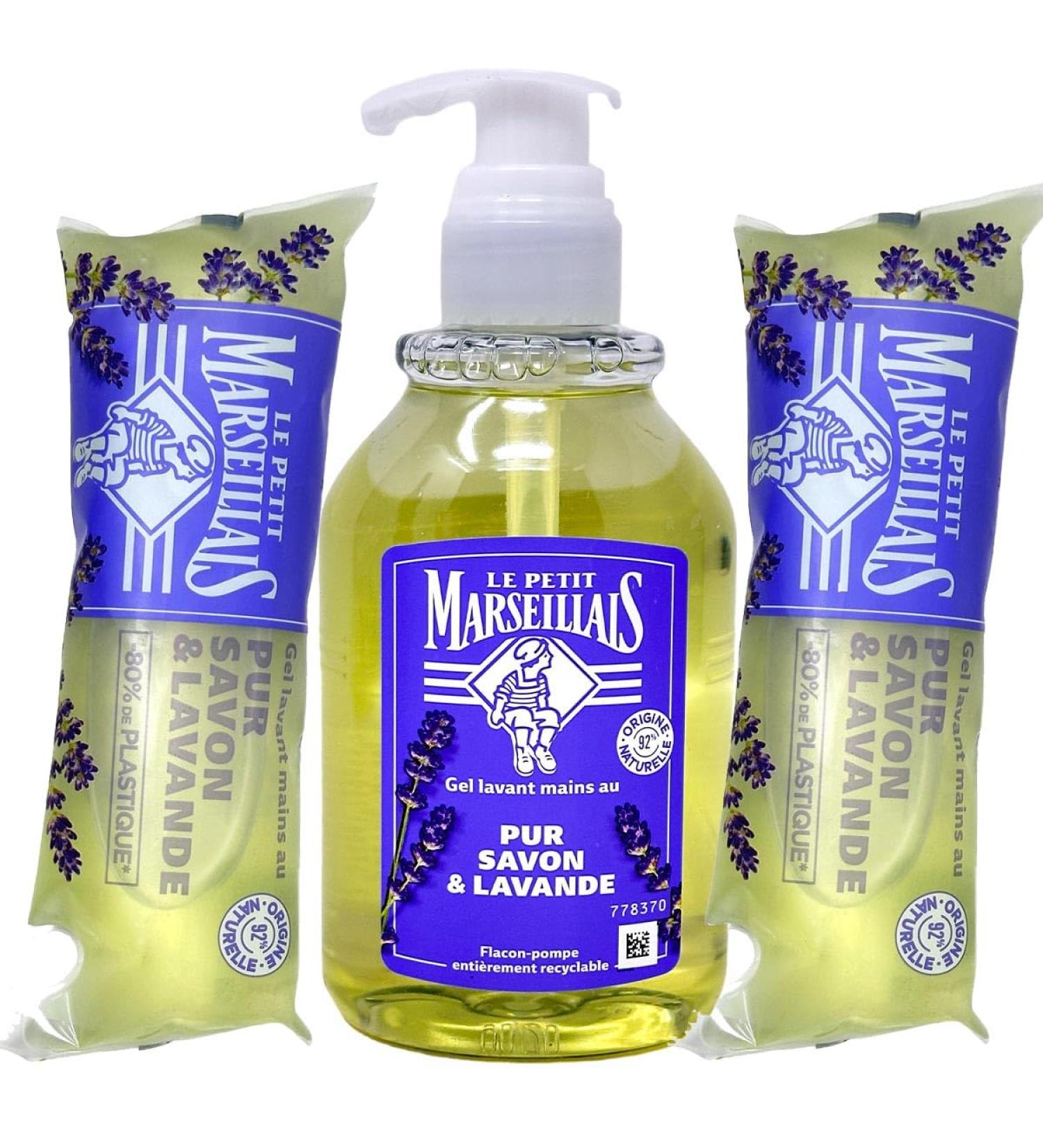  Le Petit Marseillais Le Petit Marseillais Pure Liquid Soap with Lavender Oil 300ml + 2 refills of 250ml each of 250ml of French Lavender Liquid Soap - Buy Online on GoSupps.com