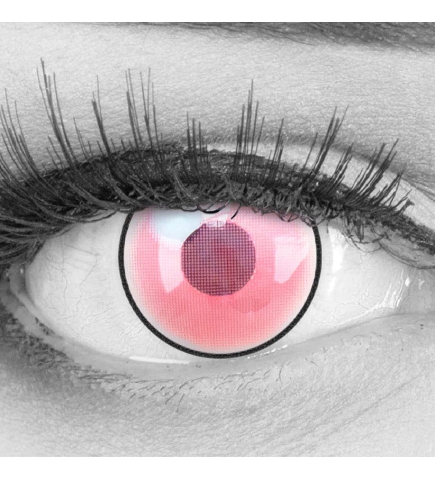 Colored Contact Lenses - Pink Demon Nezuko Anime Ring - Opaque Cosplay Lenses for Halloween - Free Lens Case - 1 Pair - Buy Online on GoSupps.com