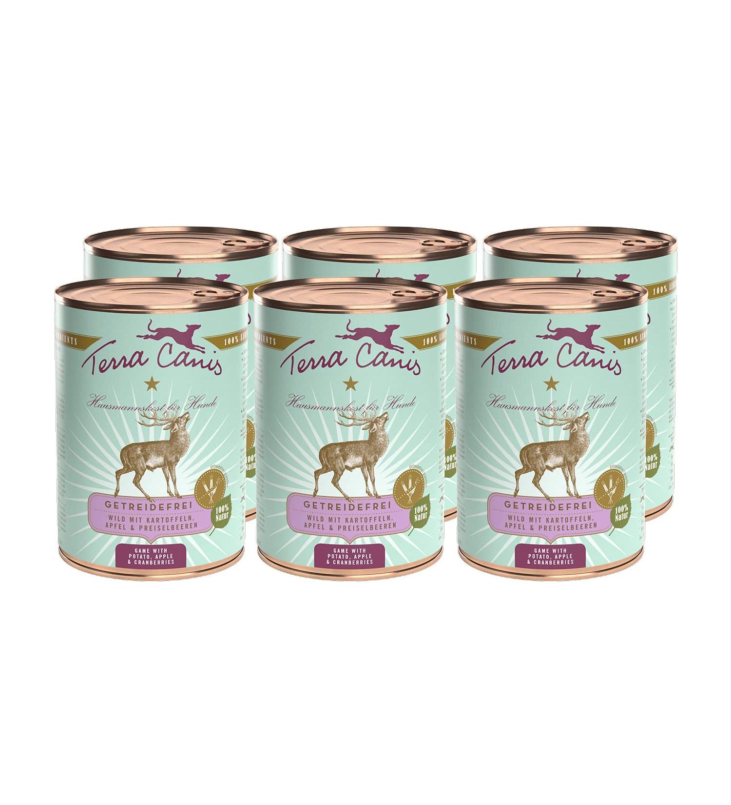 Premium Grain-Free Wet Dog Food - Terra Canis Wild with Potato Apple & Cranberry - 6x400g - Healthy & Gluten-Free - Buy Online on GoSupps.com