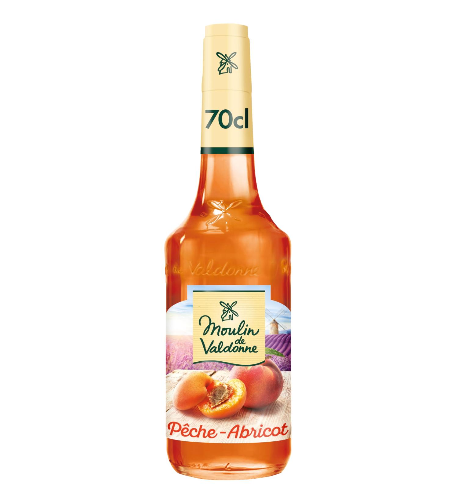 Moulin de Valdonne Apricot Peach Syrup for Refreshing Drinks Cocktails with or without Alcohol No Artificial Flavouring No Colouring 70 cl Bottle - Buy Online on GoSupps.com