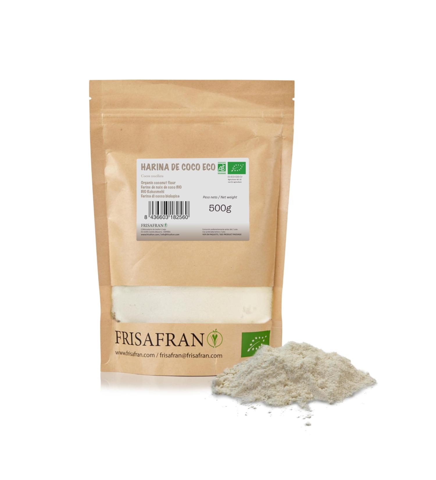 FRISAFRAN | Organic Coconut Flour Powder 500g | Sugar Free | Gluten Free Flour | Low Carb | 100% Vegan - Buy Online on GoSupps.com