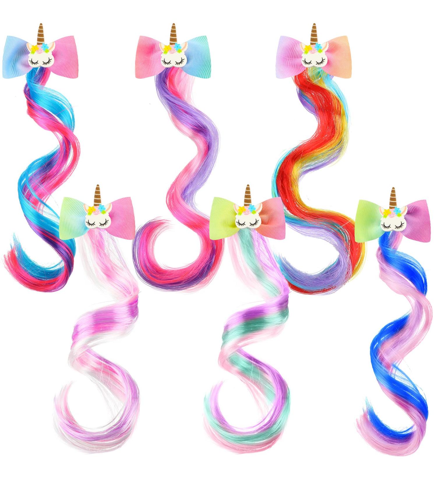 6 Colors Unicorn Wig Hair Clips for Girls - Charming Style Princess Costume Hair Accessory - Buy Online on GoSupps.com