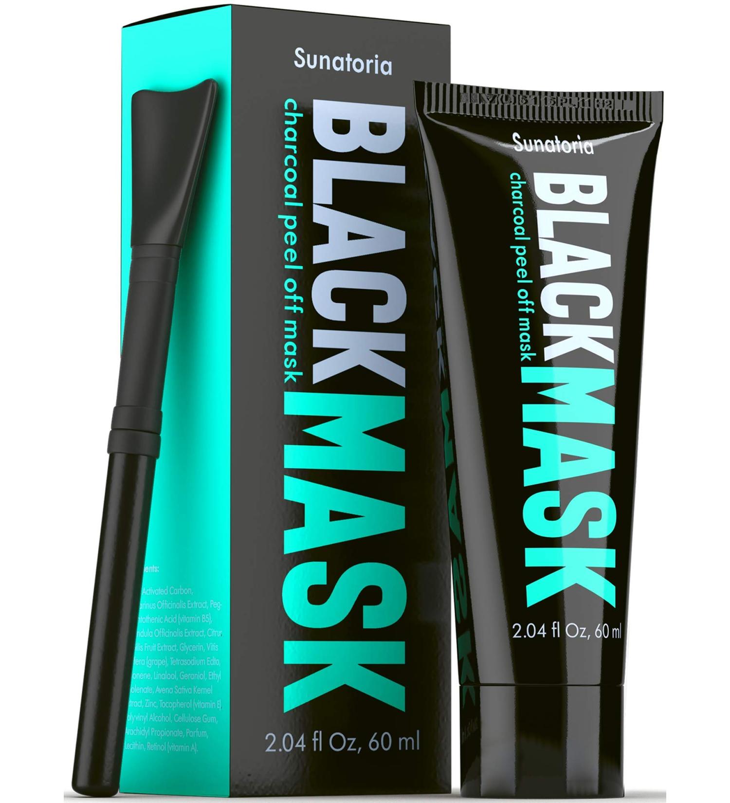 SUNATORIA Blackhead Remover Mask - Activated Charcoal Peel Off Mask for Deep Cleansing - Blackhead Removal Mask for All Skin Types - Includes Brush for Easy Application - Buy Online on GoSupps.com