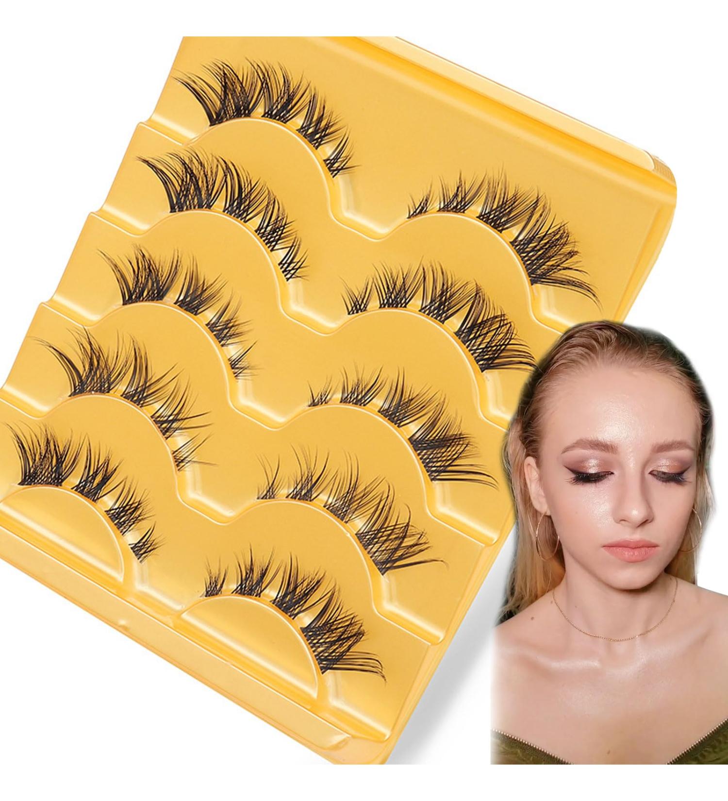 Self-Adhesive Eyelashes 5 Pairs Anime Lashes Natural Doll Eye Fluffy Wispy Faux Mink Manga Lashes Cosplay - Buy Online on GoSupps.com