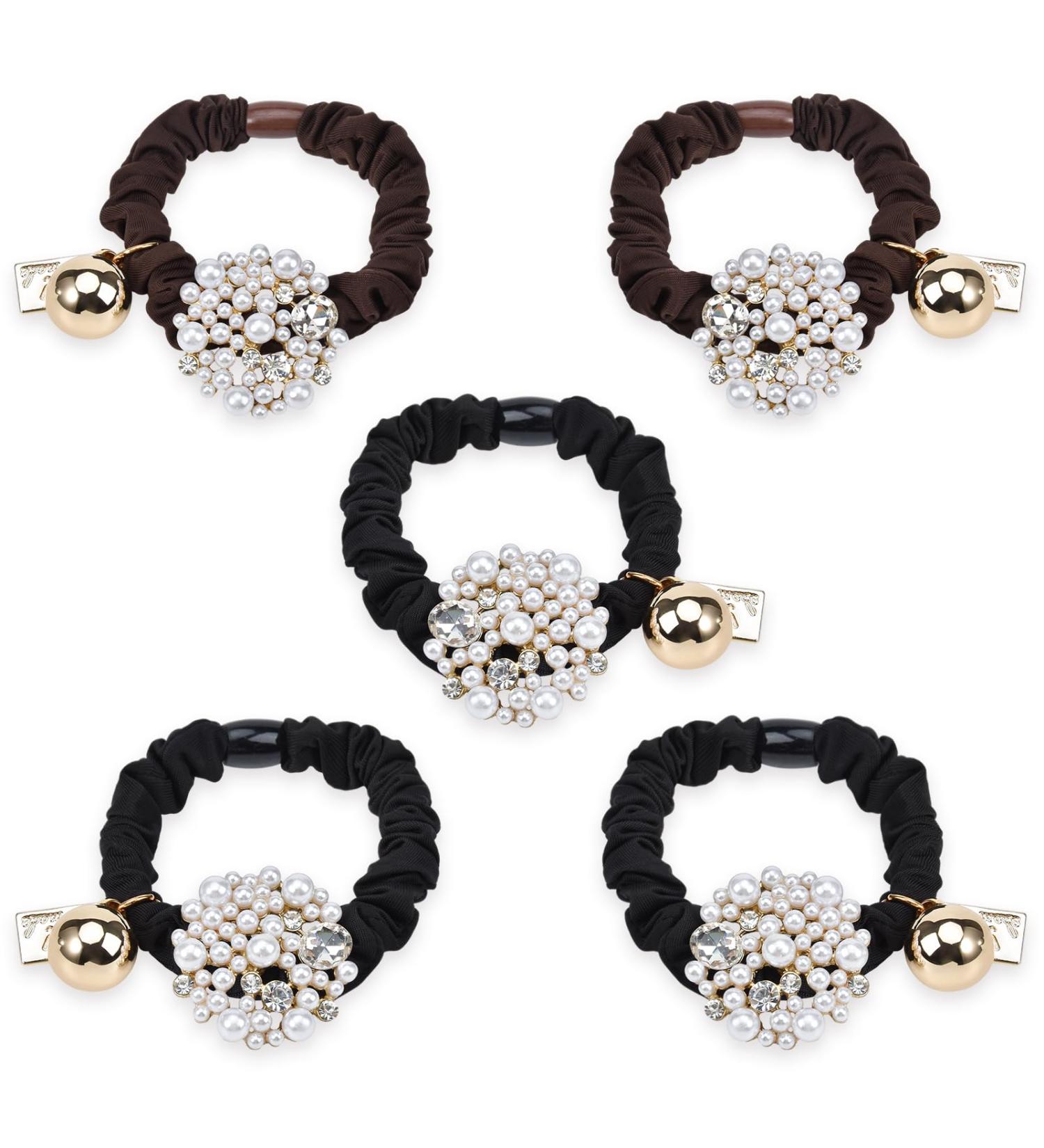 Yonchic 5-Piece Pearl Elastic Hair Ties Luxury Designed Style Scrunchies Ladies Long Lasting Braids Ponytail Holders Multicolor Hair Tie Fashion Rubber Bands Hair Accessories For Girls - Buy Online on GoSupps.com