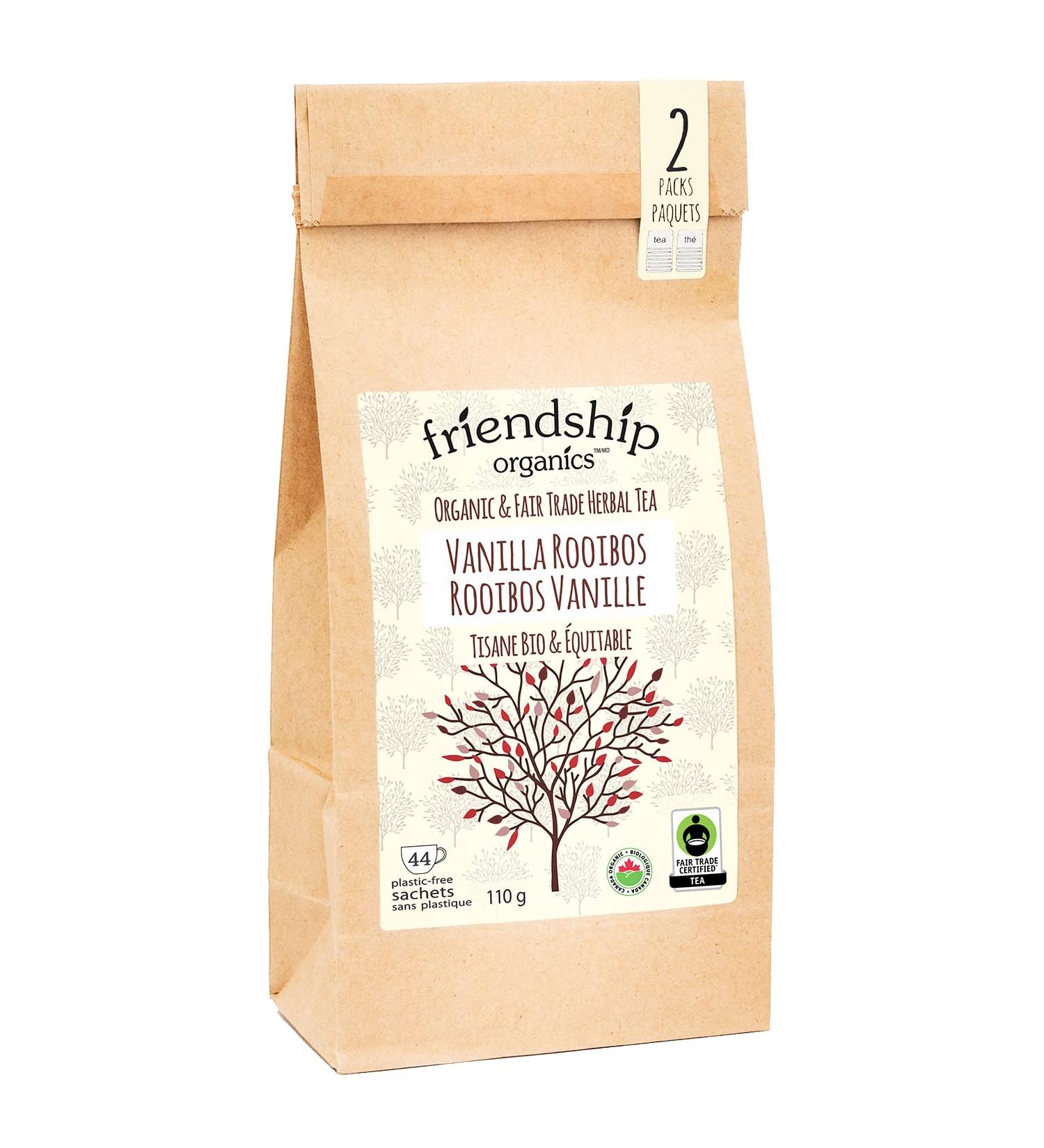 Friendship Organics Vanilla Rooibos Tea Bags Organic and Fair Trade Herbal 44 count 44 Count (Pack of 1) - Buy Online on GoSupps.com