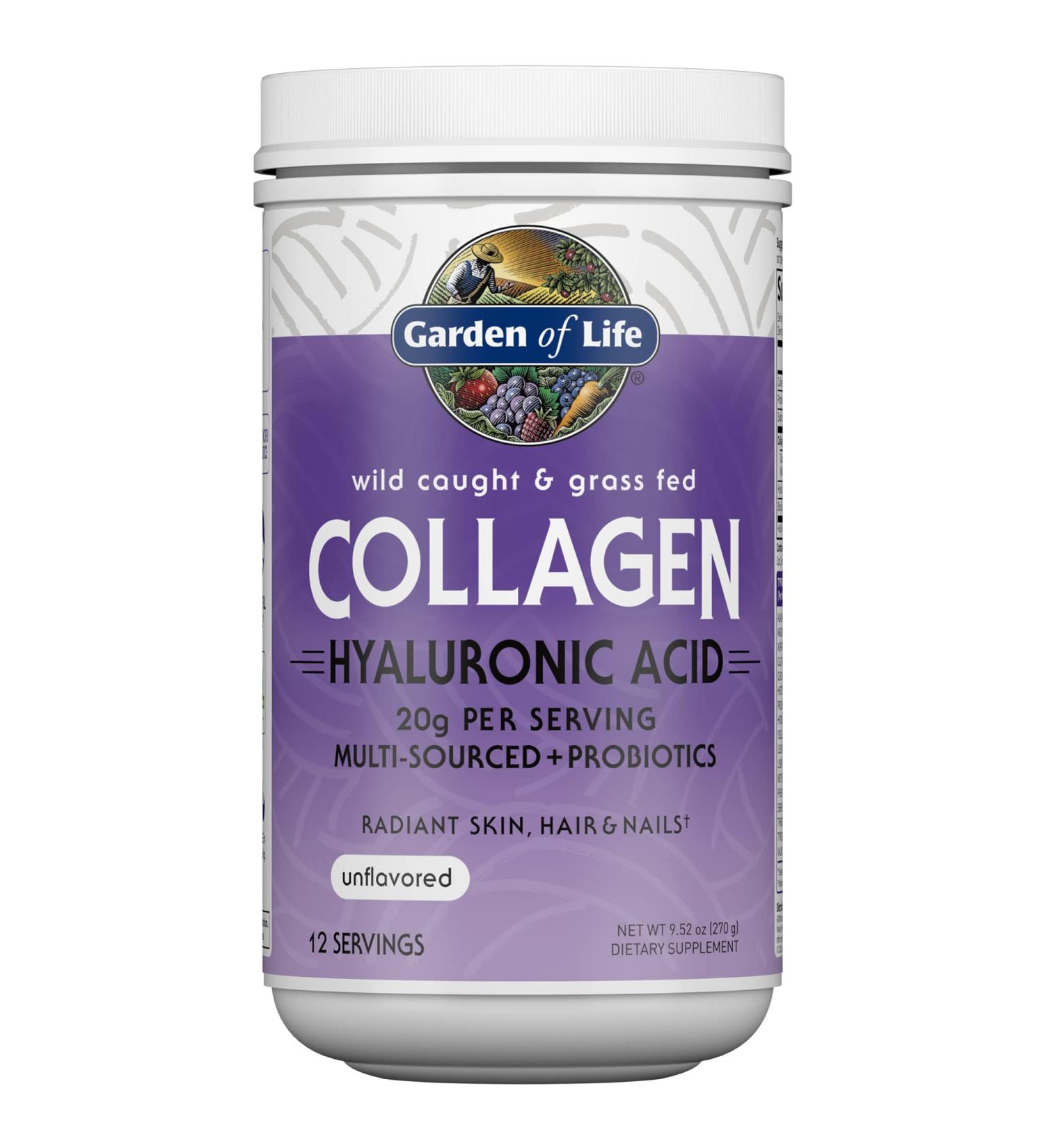 Garden of Life Marine & Grass-Fed Collagen Peptides Powder Supplement (Type I III) with Probiotics BCAAs & Hyaluronic Acid for Radiant Hair Skin & Nails Unflavored 20g per serving 12 Servings 9.52 Ounce (Pack of 1) - Buy Online on GoSupps.com