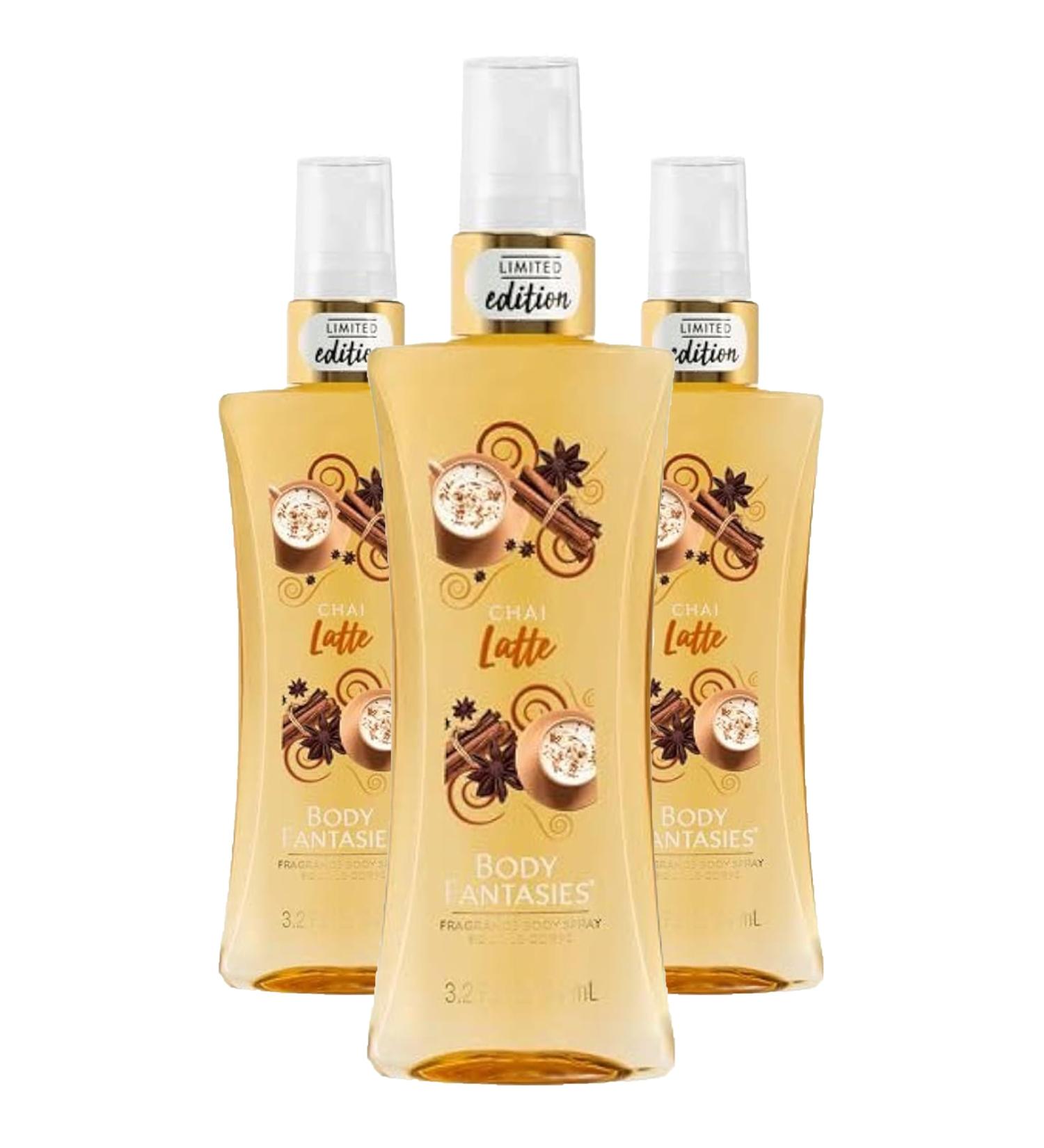 Body Fantasies Signature Chai Latte 3.2 oz Body Spray - 3 Pack (Chai Latte)