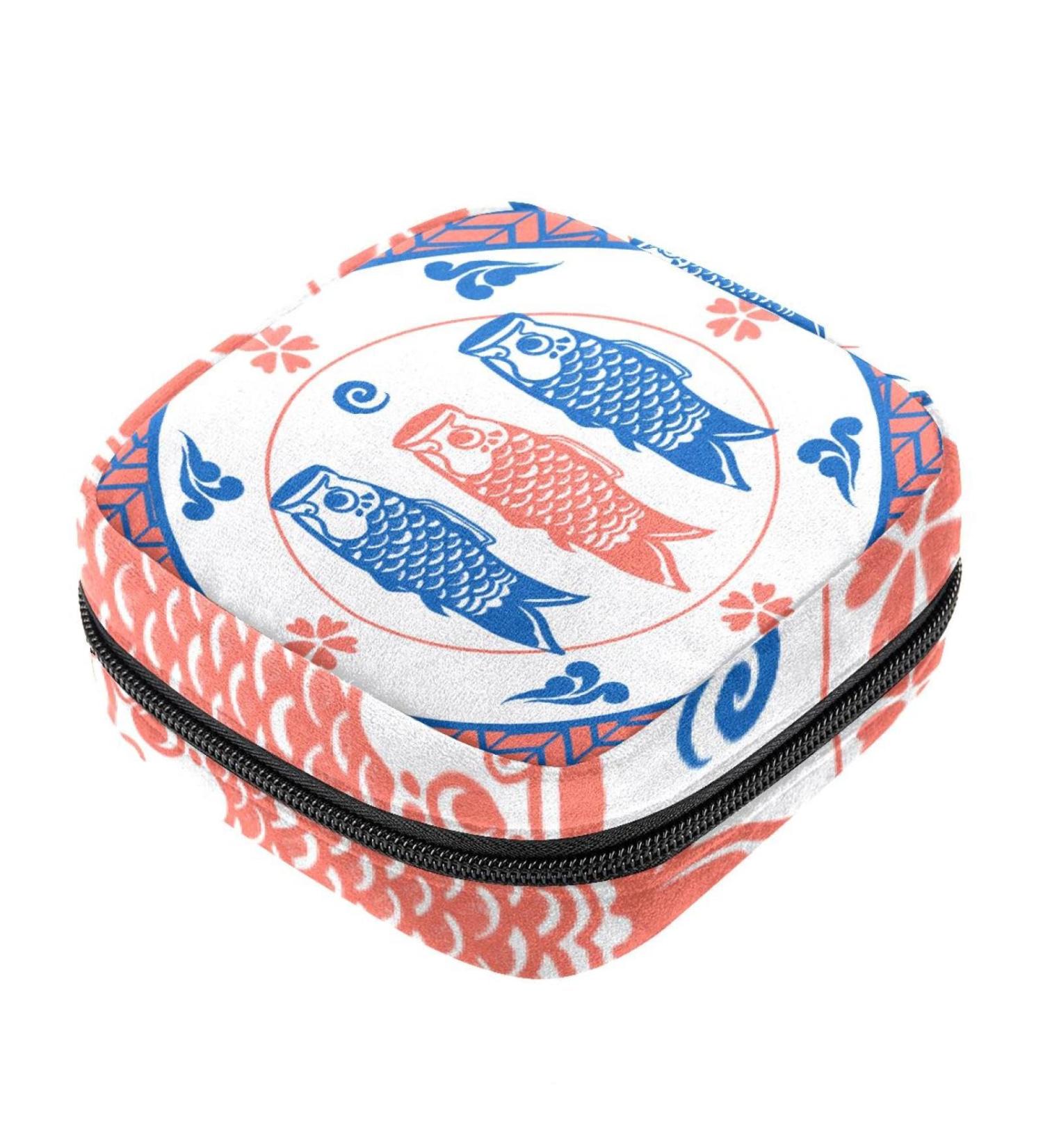 Fish Sanitary Napkin Storage Bag for Women - Portable First Period Pads Holder & Travel Makeup Bag - Large Capacity Multicoloured - Buy Online on GoSupps.com