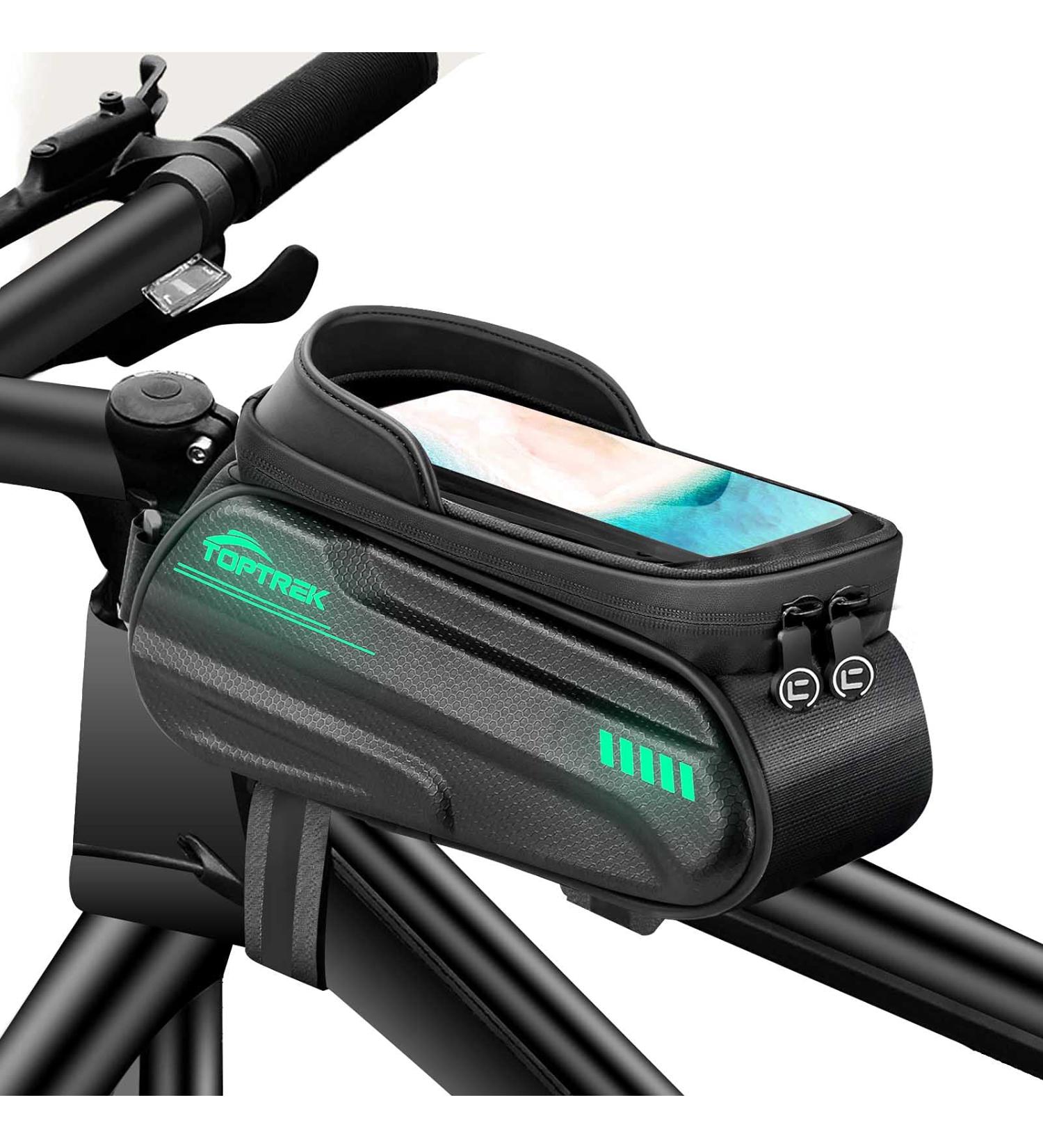 TopTrek Waterproof Bicycle Phone Bag - Fluorescent Bike Frame Pocket with TPU Touchscreen for Smartphones up to 6.7 inches - Buy Online on GoSupps.com