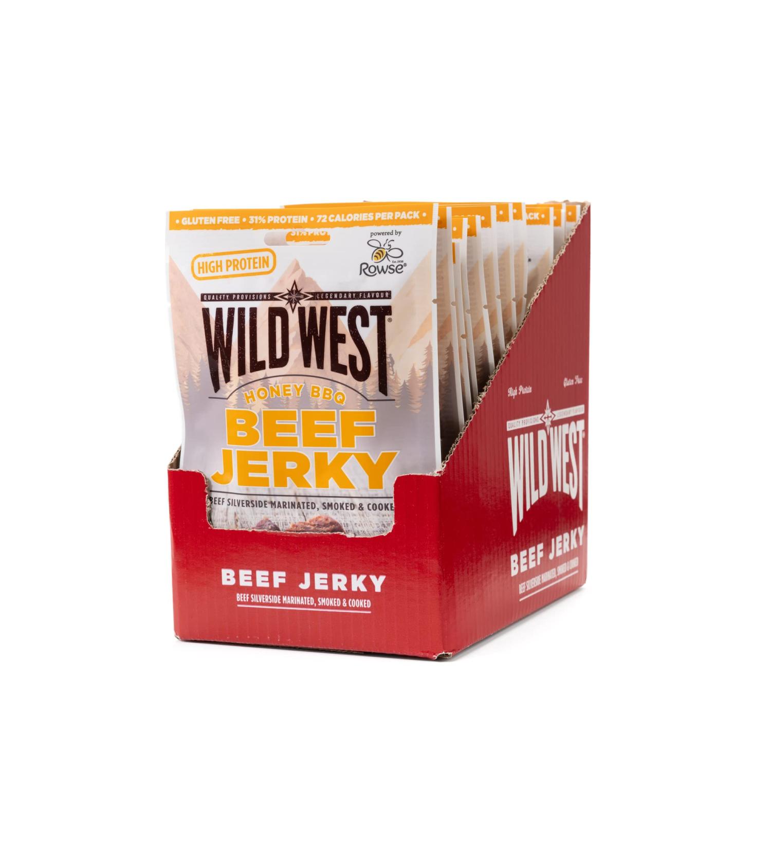 Wild West Beef Jerky - 16 Pack Honey BBQ 25g | High Protein Snack | Premium Dry Meat - Buy Online on GoSupps.com