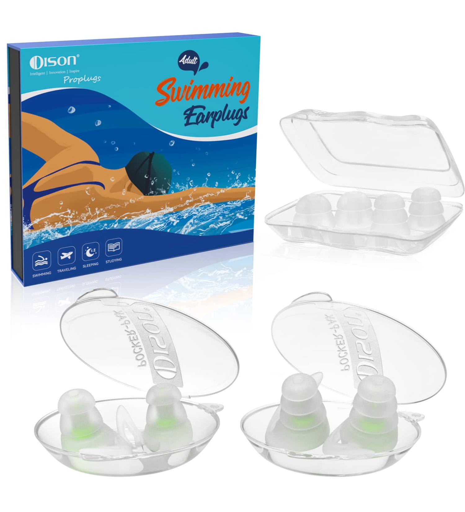 Dison Swimming Ear Plugs - Silicone Waterproof Earplugs for Adults - Green - Buy Online on GoSupps.com