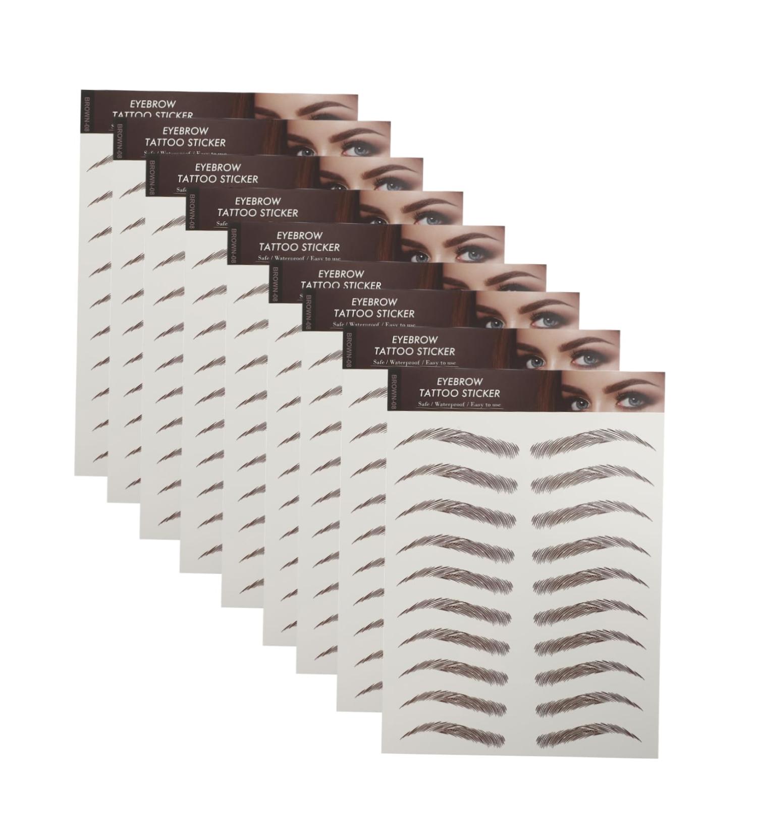 FOMIYES 9 Sheets Waterproof Eyebrow Stickers Fake Eyebrow Sticker Eyebrow Tattoos Stickers 6d Artificial 1 count (Pack of 1) Brown - Buy Online on GoSupps.com