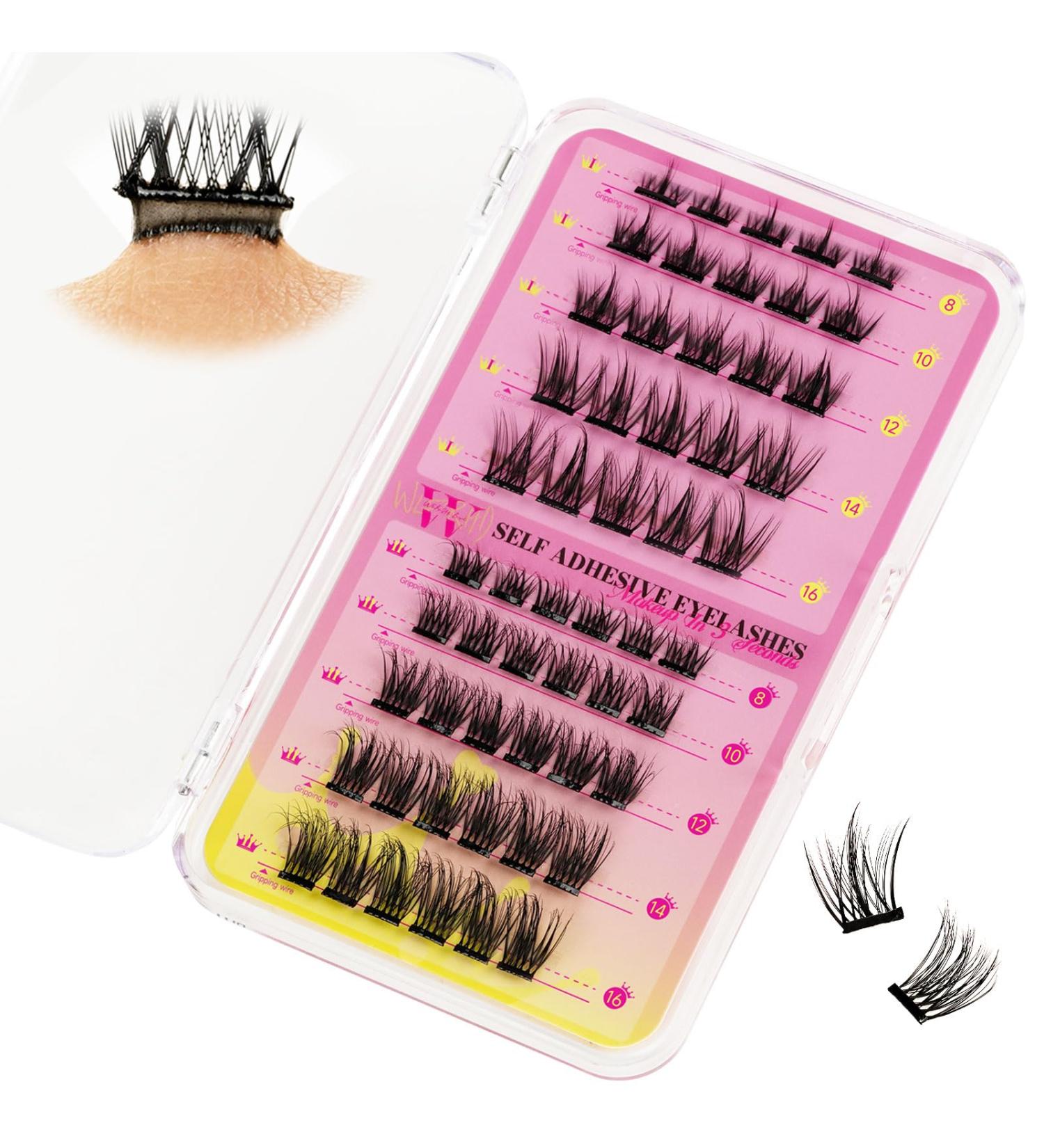 Self-Adhesive Lash Clusters - 55Pcs Eyelash Extensions Mix 8-16mm | Wispy DIY Eyelash Kit for Home Makeup by W(02 - Buy Online on GoSupps.com