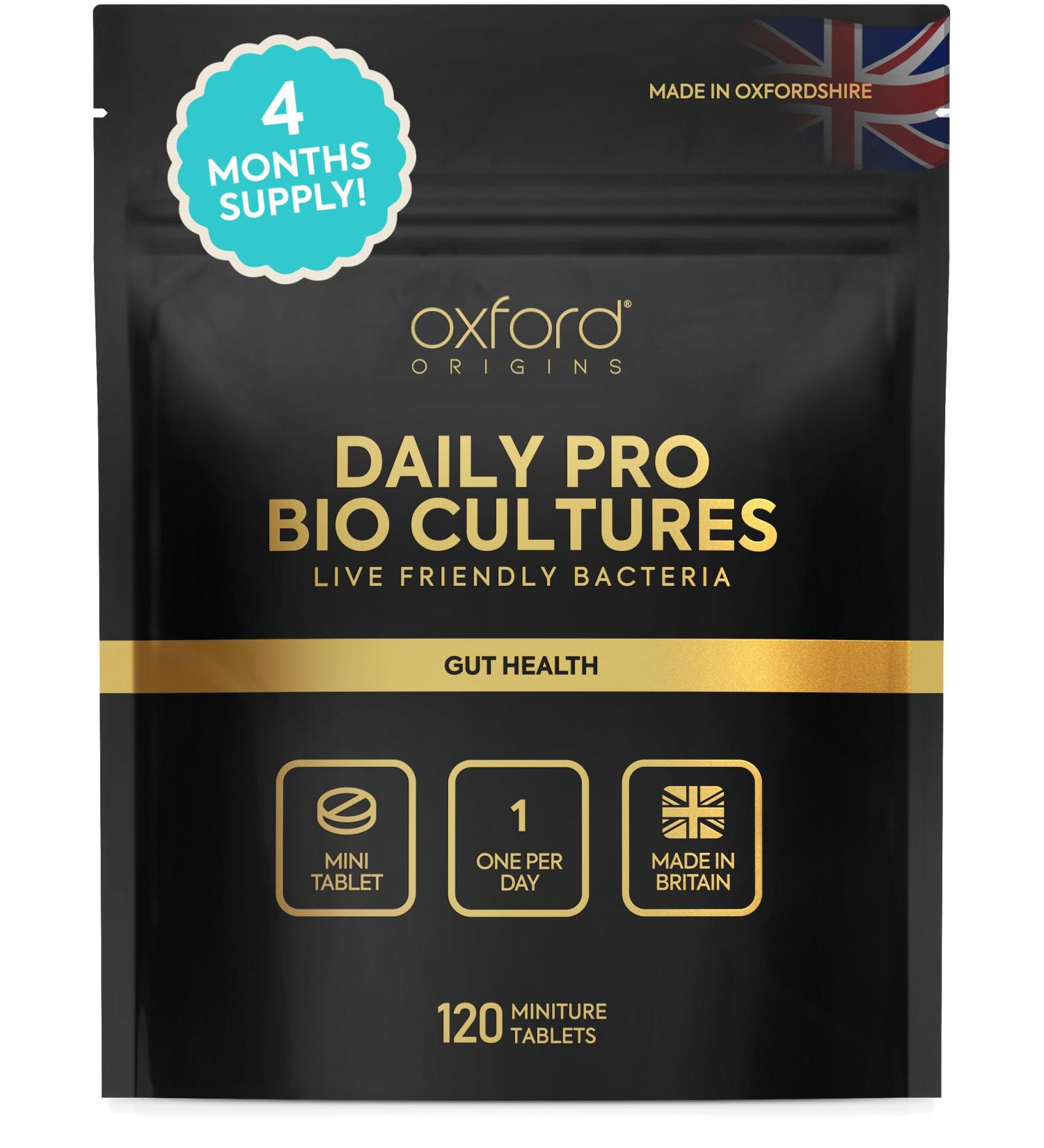 Advanced Micro Probiotics for Gut Health | Made in The UK | One-a-Day Micro Probiotics for Women & Men | Gut Health Supplements to Support IBS Bloating & Gas | 4-Month Supply - 120 Mini Tablets - Buy Online on GoSupps.com