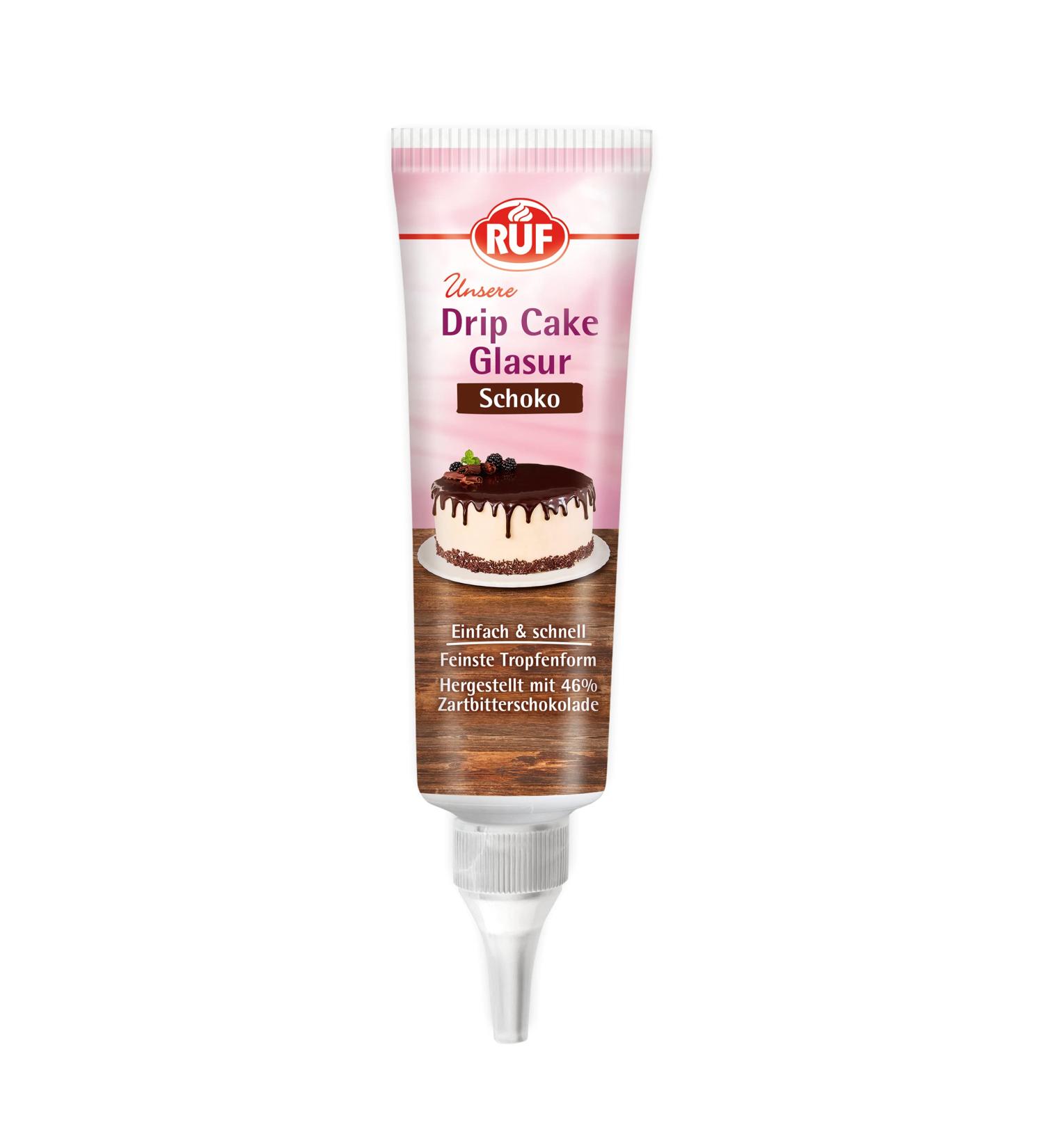 Ruf Drip Cake Chocolate Glaze - Gluten-Free 125g Tube for Drop Cakes Naked Cakes Cupcakes & Tarts - Buy Online on GoSupps.com