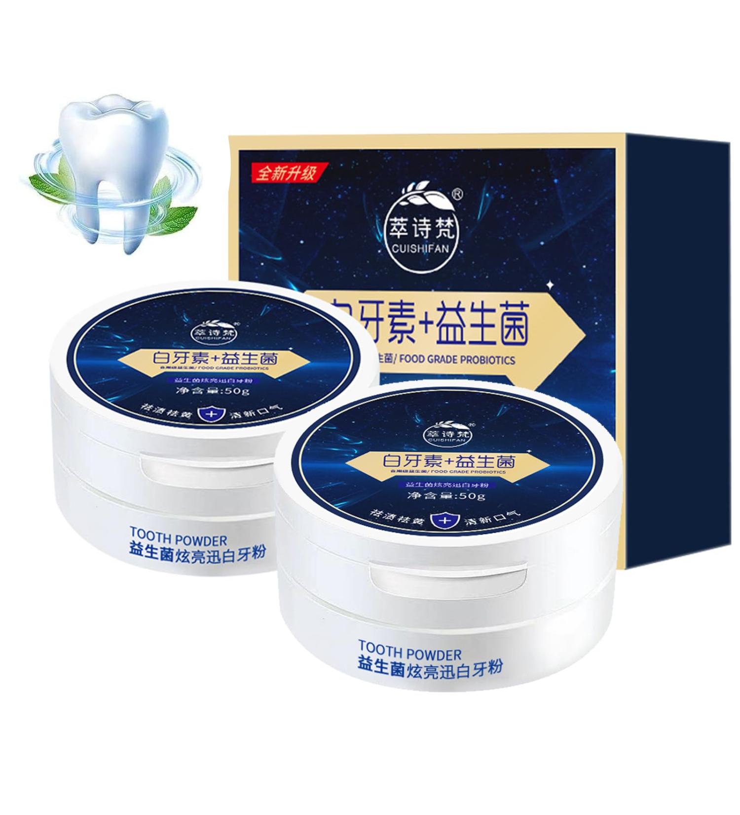 2pcs Teeth Whitening Powder - 50g Probiotics Tooth Powder for a Bright Smile Remove Stain Yellow Bad Breath Fresh - Tea Coffee Wine & Smoking Stain Remover - Buy Online on GoSupps.com