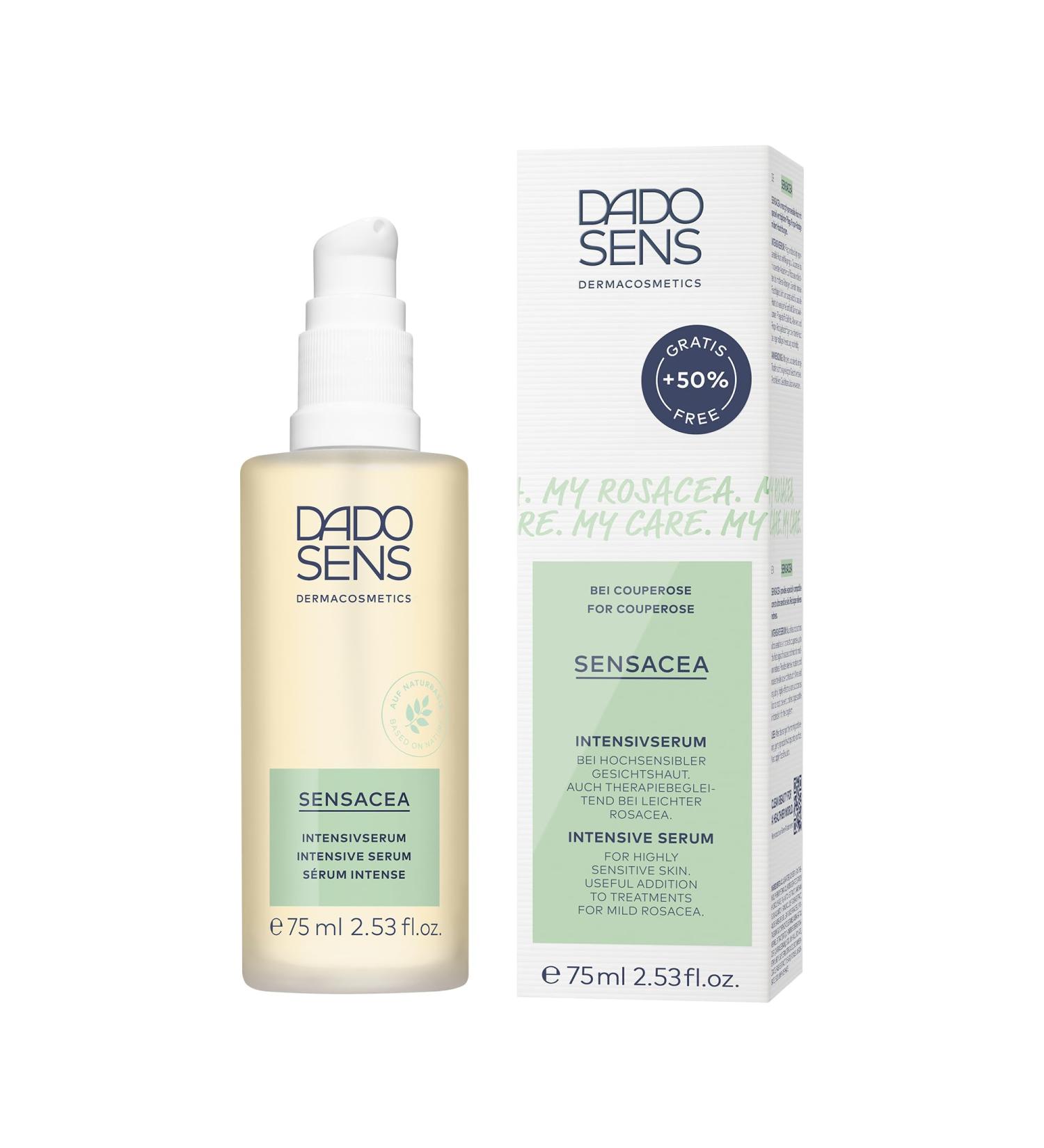 DADO SENS SENSACEA INTENSION SERUM Special size 75ml mild care for hypersensitive skin with a tendency to couperosis up to the first signs of rosacea and mild to moderate redness - Buy Online on GoSupps.com