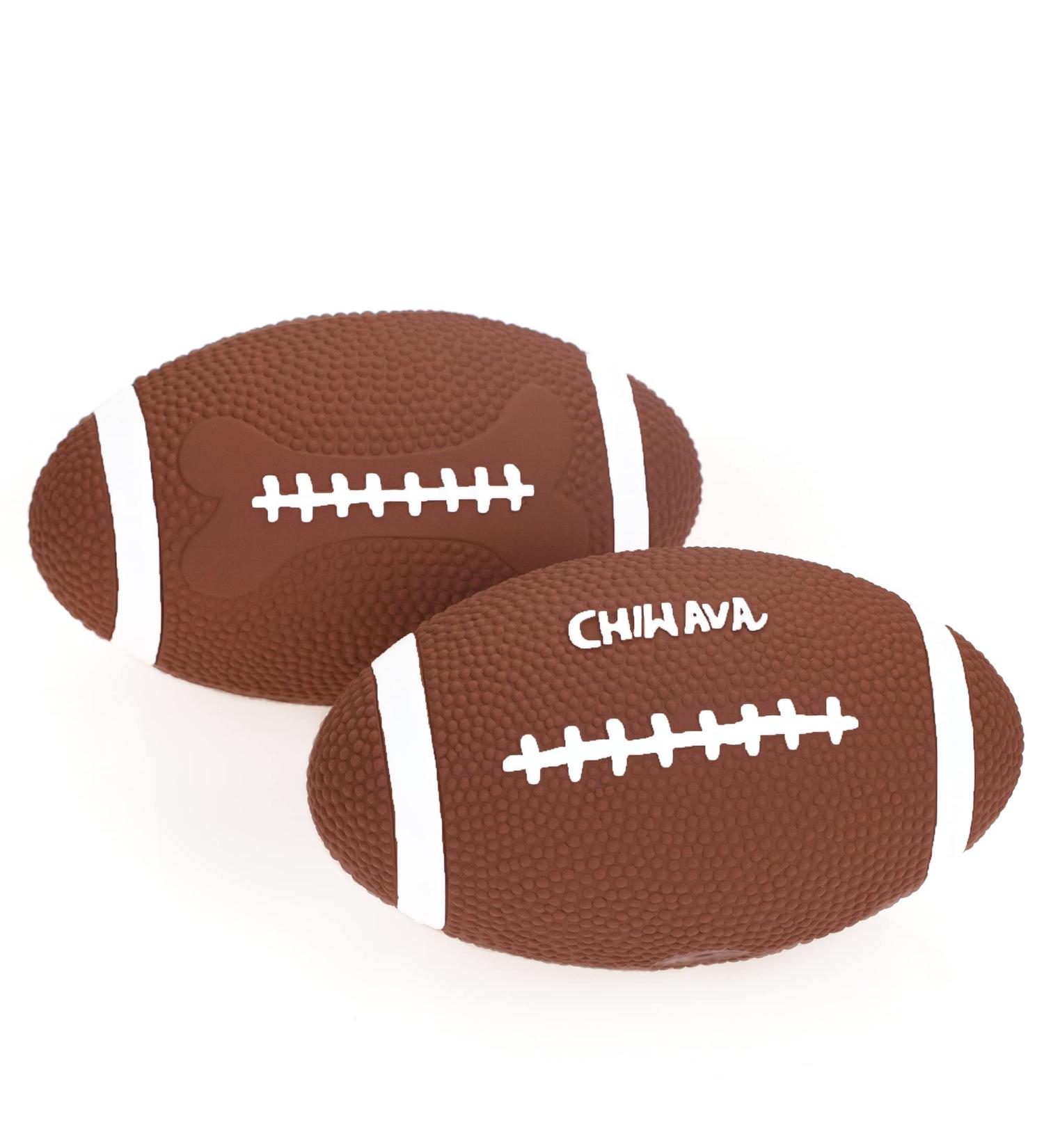 Chiwava 2-Pack 6 Latex Dog Toys - Interactive Football & Rugby Balls for Medium to Large Dogs - Buy Online on GoSupps.com