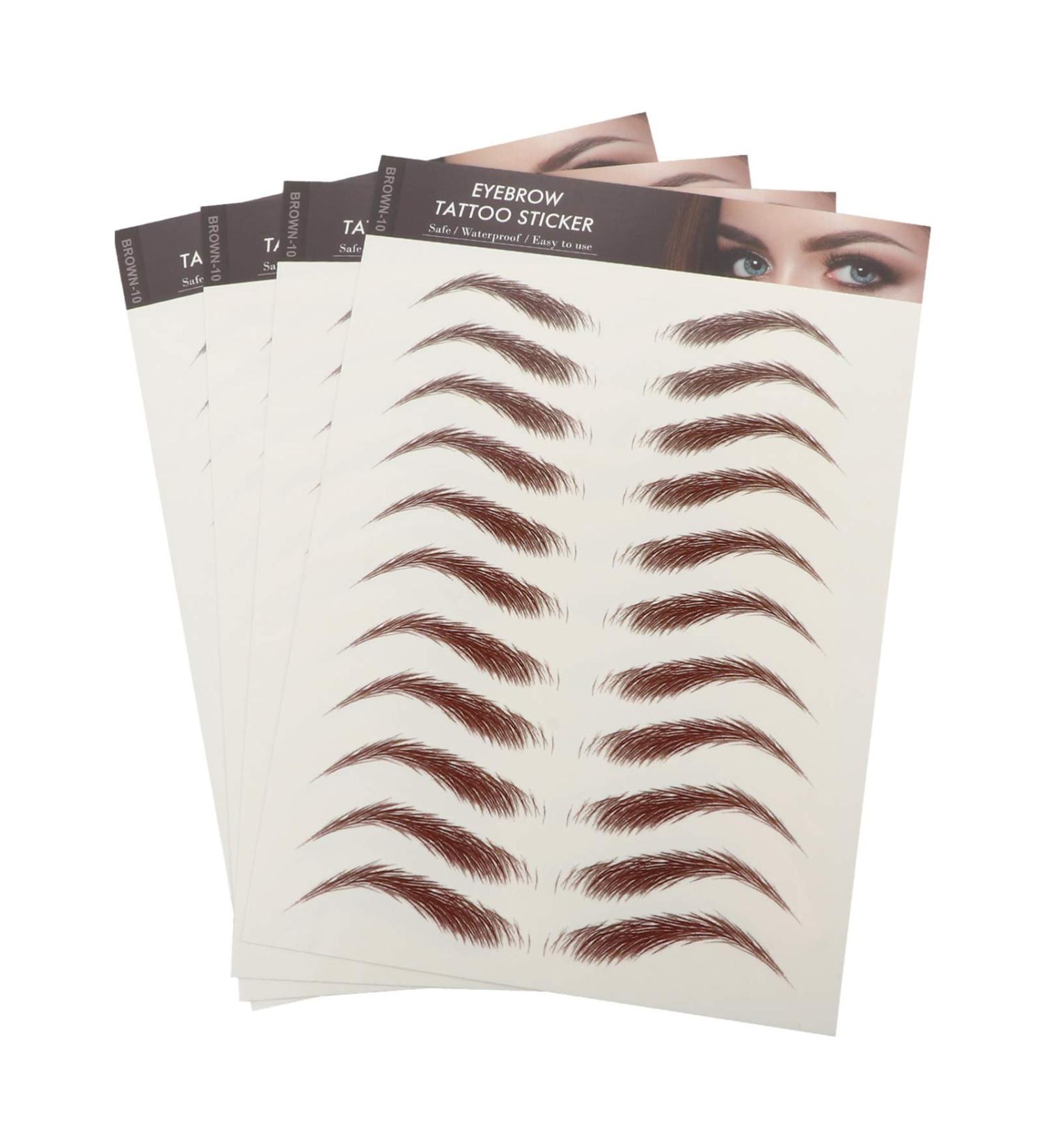 Mobestech 4 Sheets Eyebrow Stickers 6D Hair-like Eyebrow Stickers Imitation Eyebrow Tattoos False Eyebrow Tattoos (Brown) - Buy Online on GoSupps.com