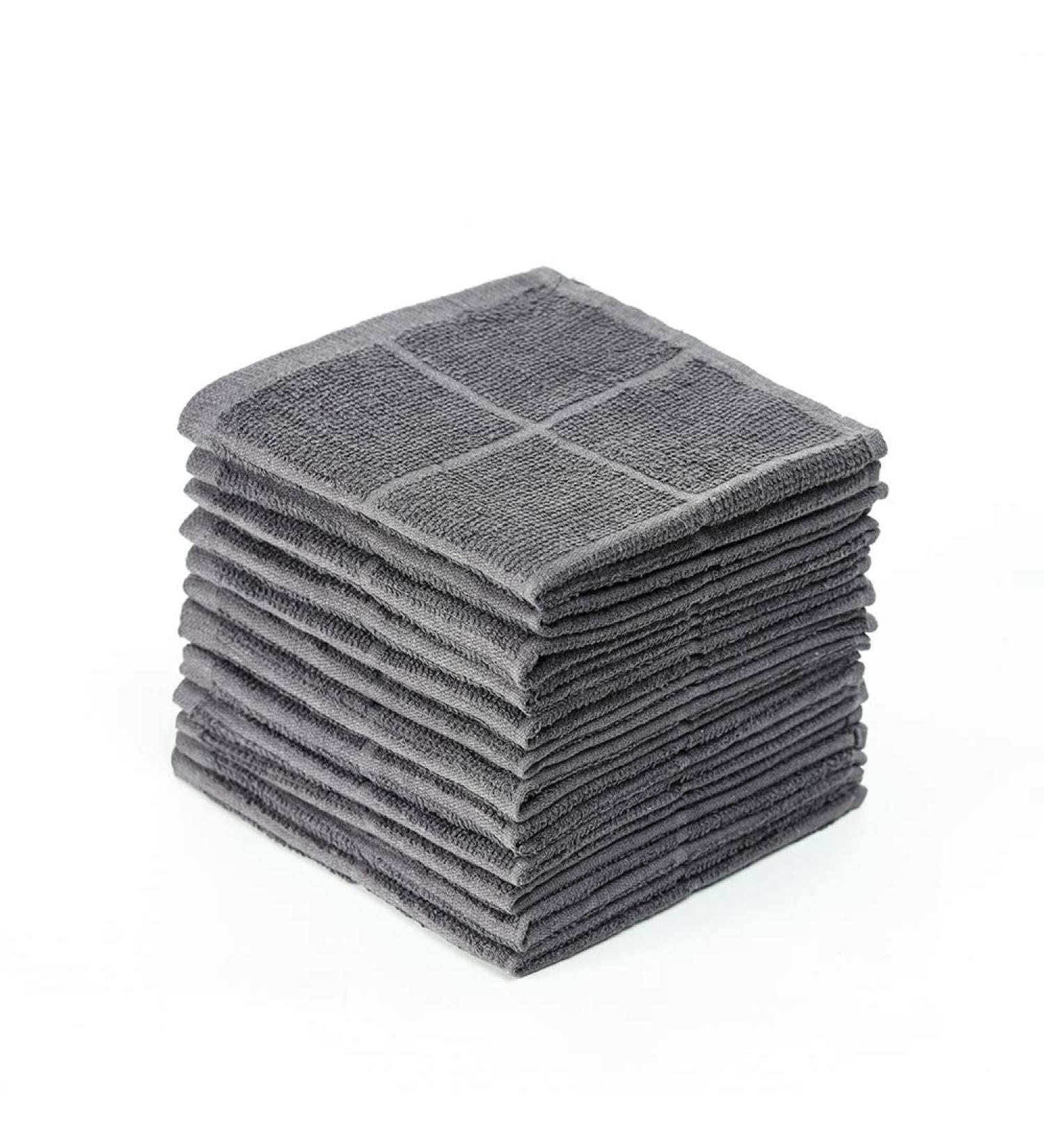 Glynniss 100% Cotton Dishcloths - Highly Absorbent Dish Rags for Washing Dishes and Cleaning - 12pcs Gray - Buy Online on GoSupps.com