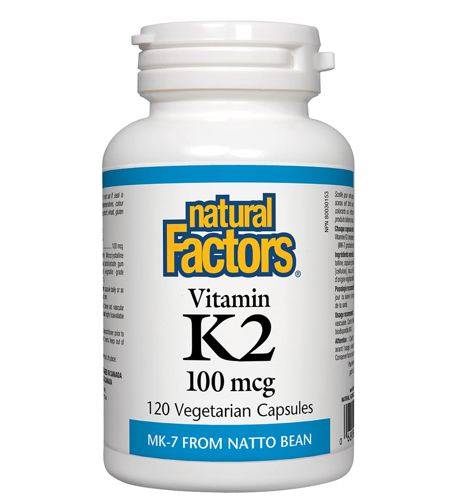 Natural Factors Vitamin K2 100 mcg 120 Vegetarian Capsules - Buy Online on GoSupps.com