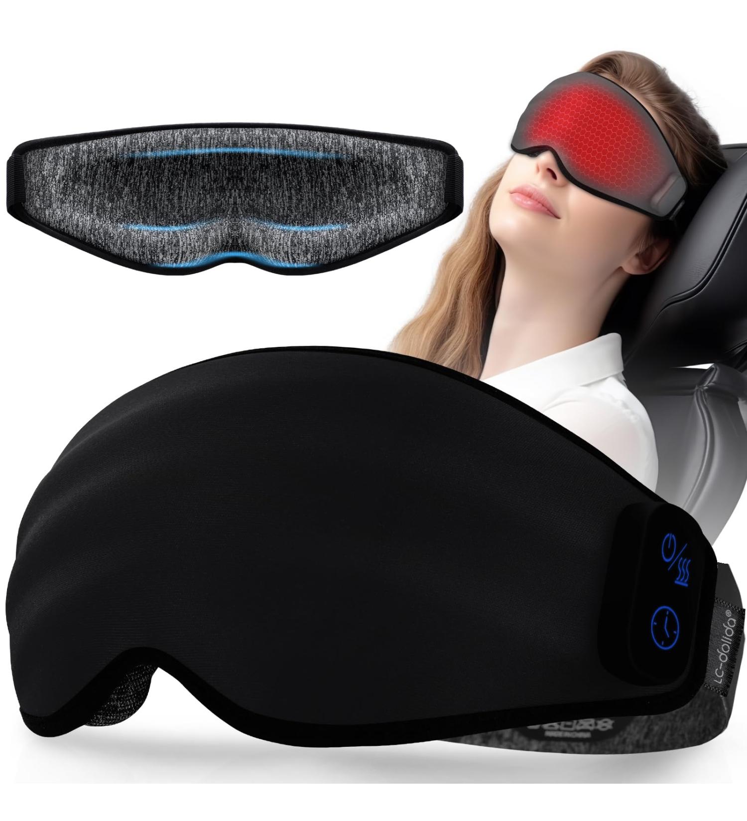 Heated Eye Mask Graphene | Cordless Warm Eye Compress | 3 in 1 Sleep Mask & Cooling Gel Strip for Dry Eyes Relaxation Meditation | Travel-Friendly for Men & Women - Buy Online on GoSupps.com