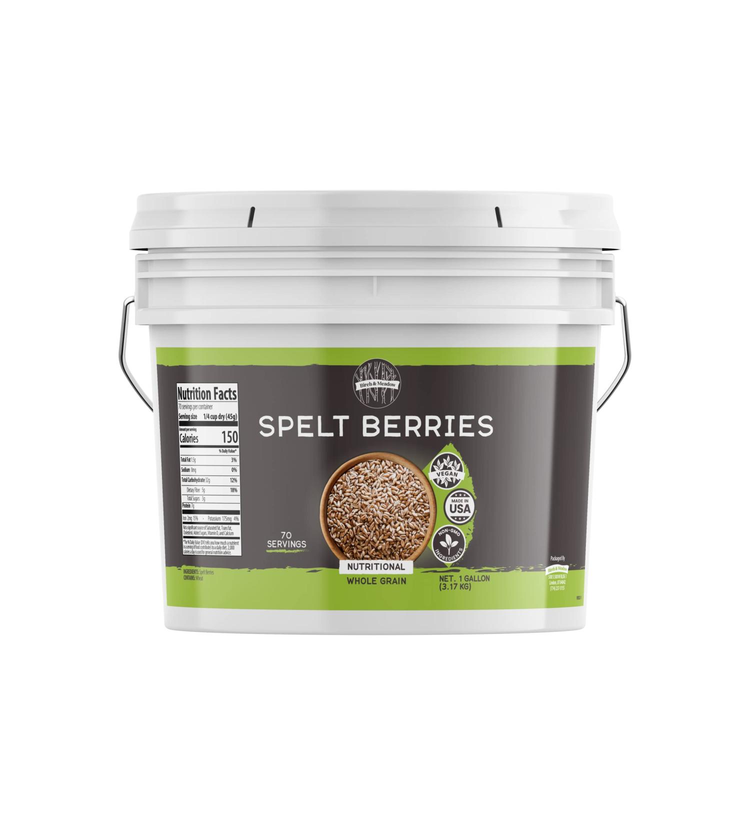 Birch & Meadow 1 Gallon Spelt Berries Dehulled - Non-GMO & Non-Irradiated - Buy Online on GoSupps.com