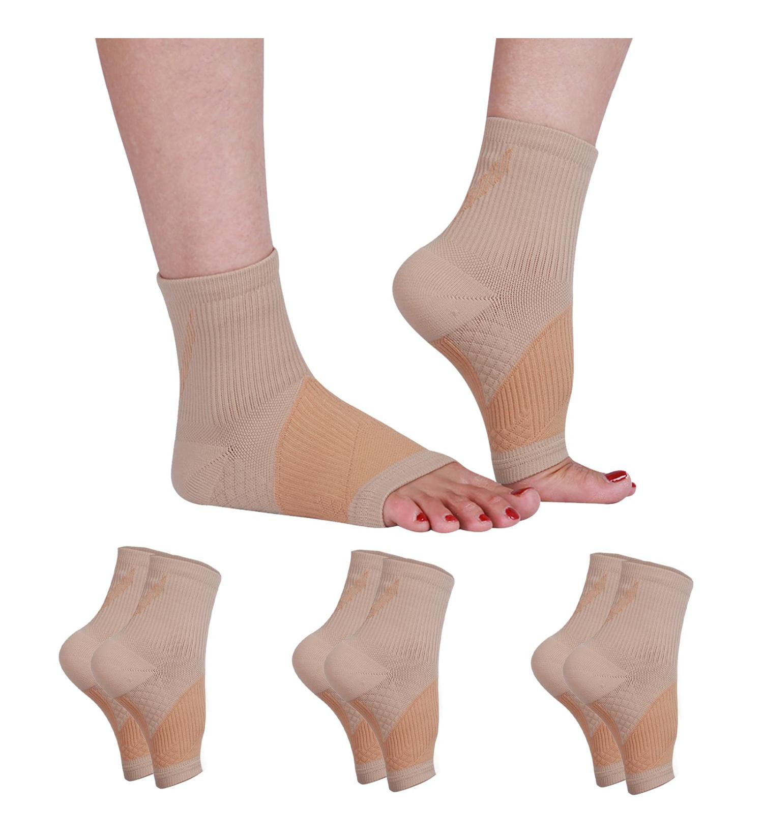 3 Pairs Neuropathy Socks for Pain Relief | Toeless Compression Socks for Neuropathy & Plantar Fasciitis | Soothe Ankle Pain | Available in Skin Color (L - Buy Online on GoSupps.com